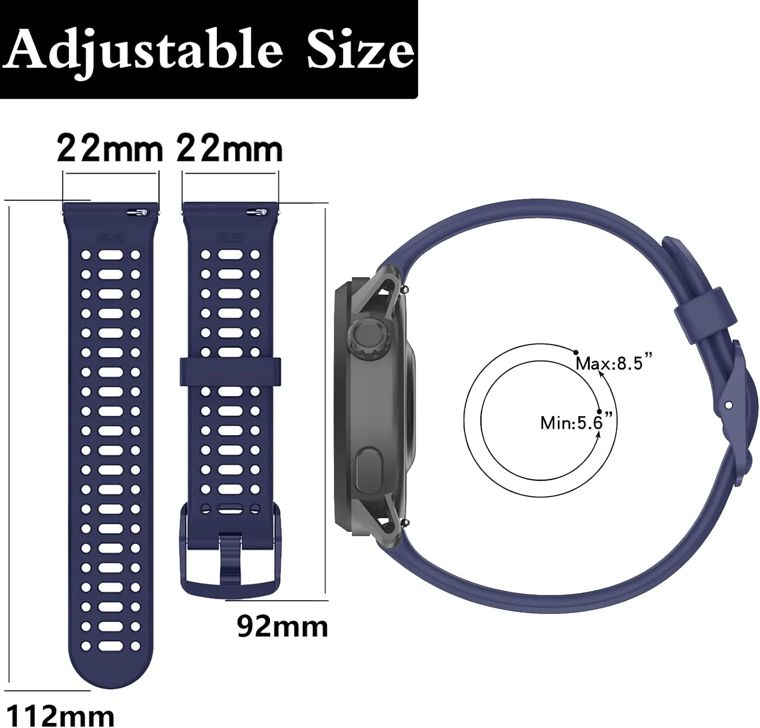20mm 22mm Sport Silicone Bands for COROS PACE 4/3/APEX 2 Pro/PACE 2
