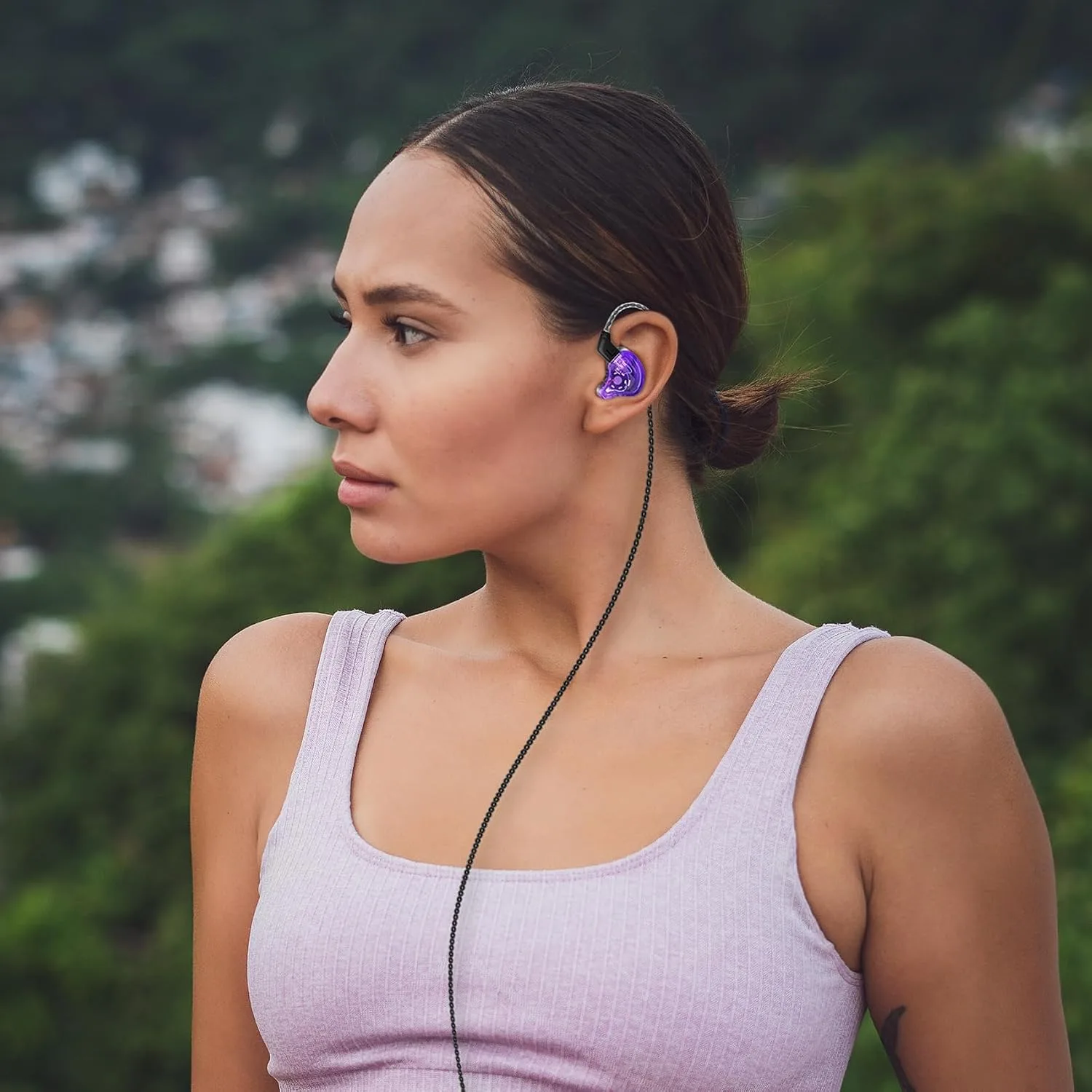 CCZ Yinyoo Melody in Ear Monitors Earphones Headphones Wired Earbuds without Microphone IEM HIFI Bass with 1DD 1BA, Ear fins, 4N OFC Cable for Musicians, Singer, on Stage, Studio (Purple, without mic)