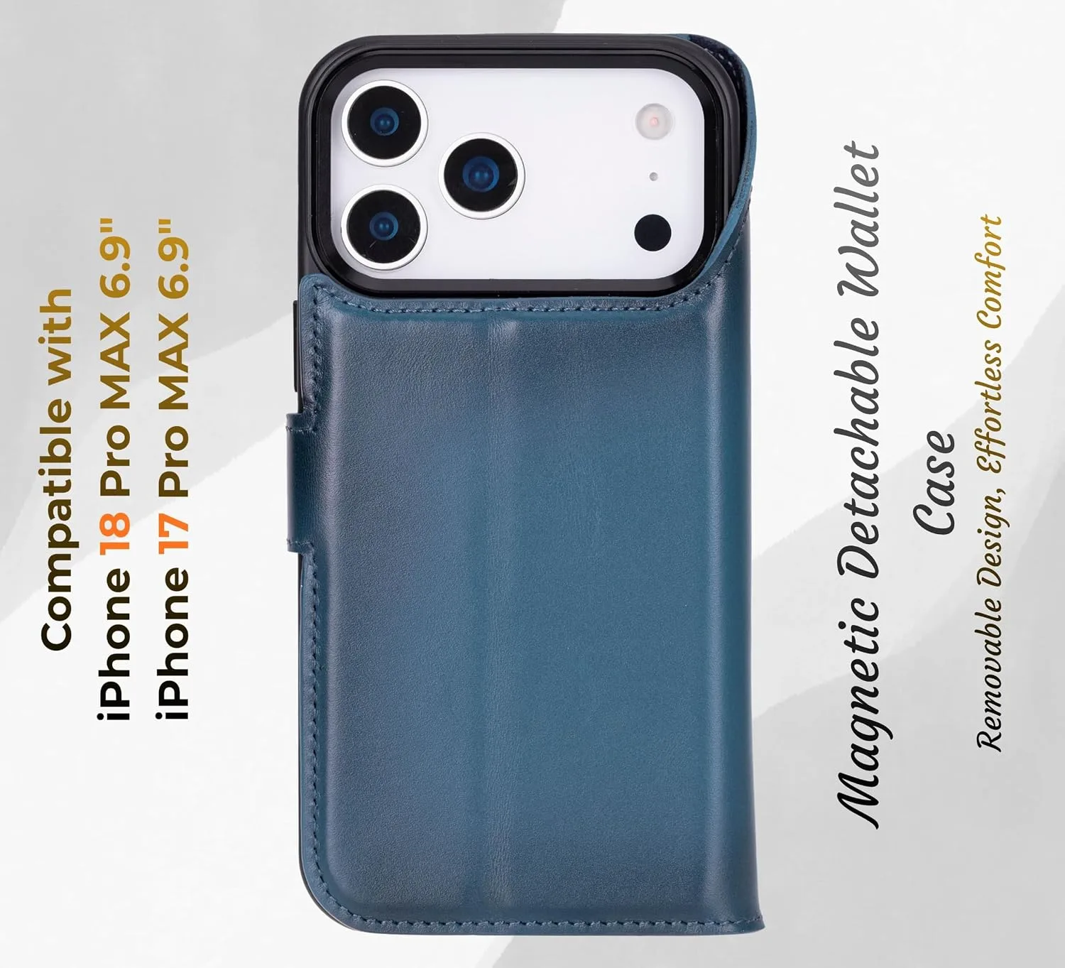 VENOULT Full Grain Genuine Leather Wallet Case for iPhone 18/17 Pro MAX
