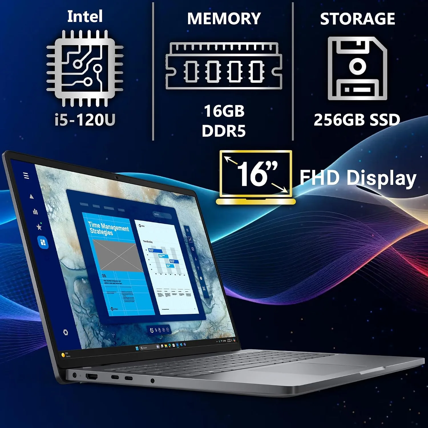 Dell Pro 16 PC16250 (Replaces Latitude 3550) 16” WUXGA Display Business Laptop, Intel i5-120U, 16GB DDR5 RAM, 256GB SSD PCIe, WiFi 6E + BT, RJ-45, Backlit Keyboard, HD Webcam, Windows 11 Pro - Black