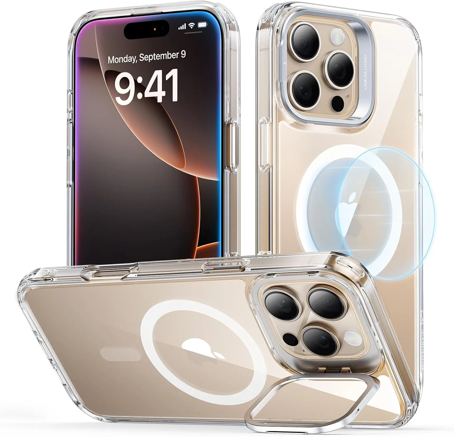 Carcasa ESR para iPhone 16 Pro Max con soporte, transparente, compatible con MagSafe