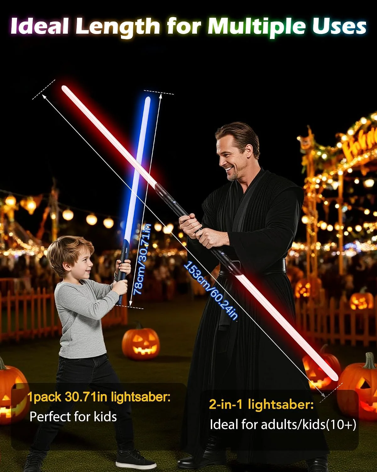 ANASABER Light Saber, Dueling Lightsaber 2 Pack, 12Color RGB Lightsabers with Metal Hilt, 4 Sound Fonts, FX Double-bladed Light Sabers for Kids Adults Birthday Xmas Gift, Halloween Cosplay, Black S8