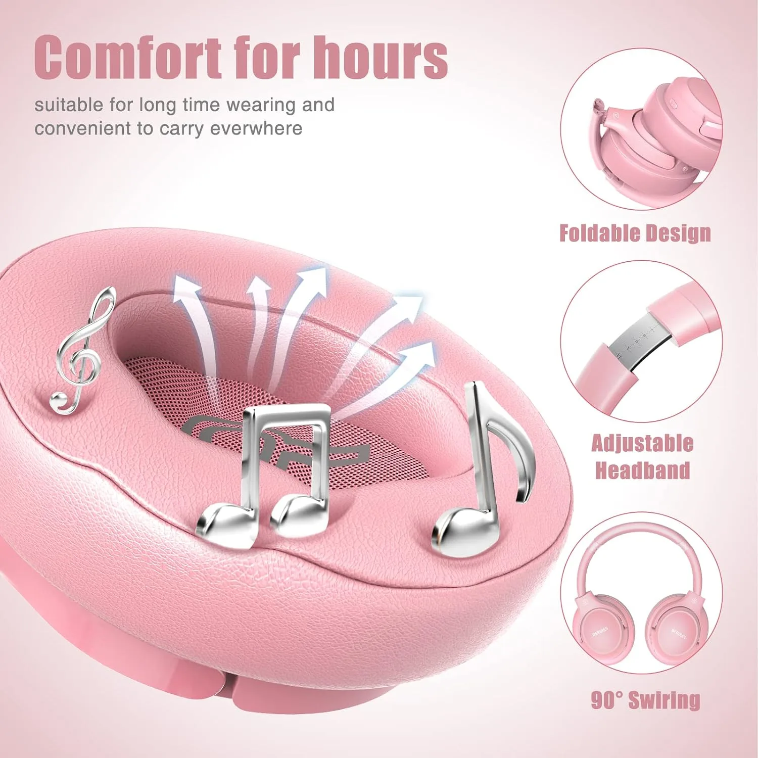BERIBES Bluetooth Headphones Over Ear Wireless HiFi Stereo Headsets 65H 6EQ