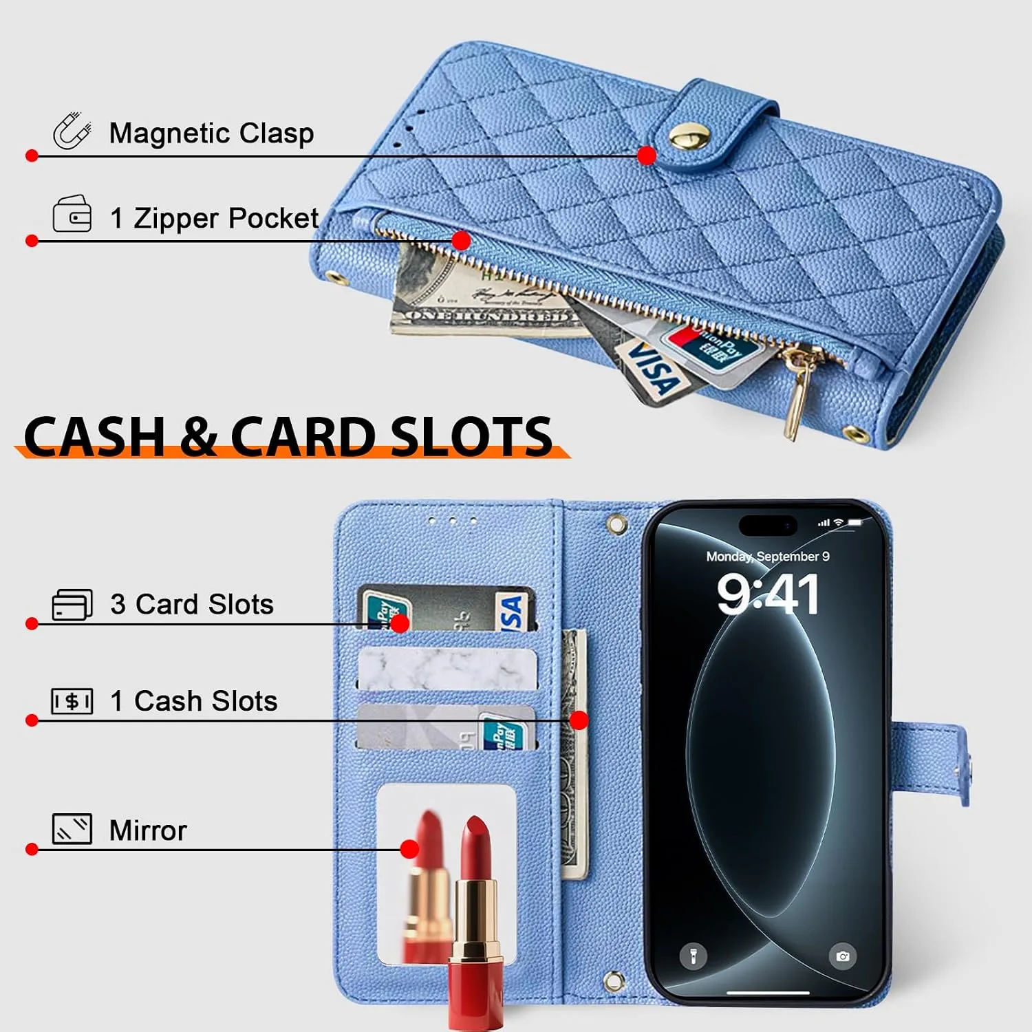 Wallet Phone Case Crafted for iPhone 18 Pro Glacier