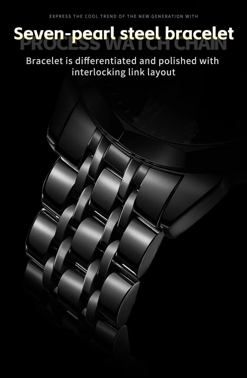 OLEVS Skeleton Men Watches Automatic Business Luxury Diamond Self Winding Watch for Men Stainless Steel Calendar Wrist Watch