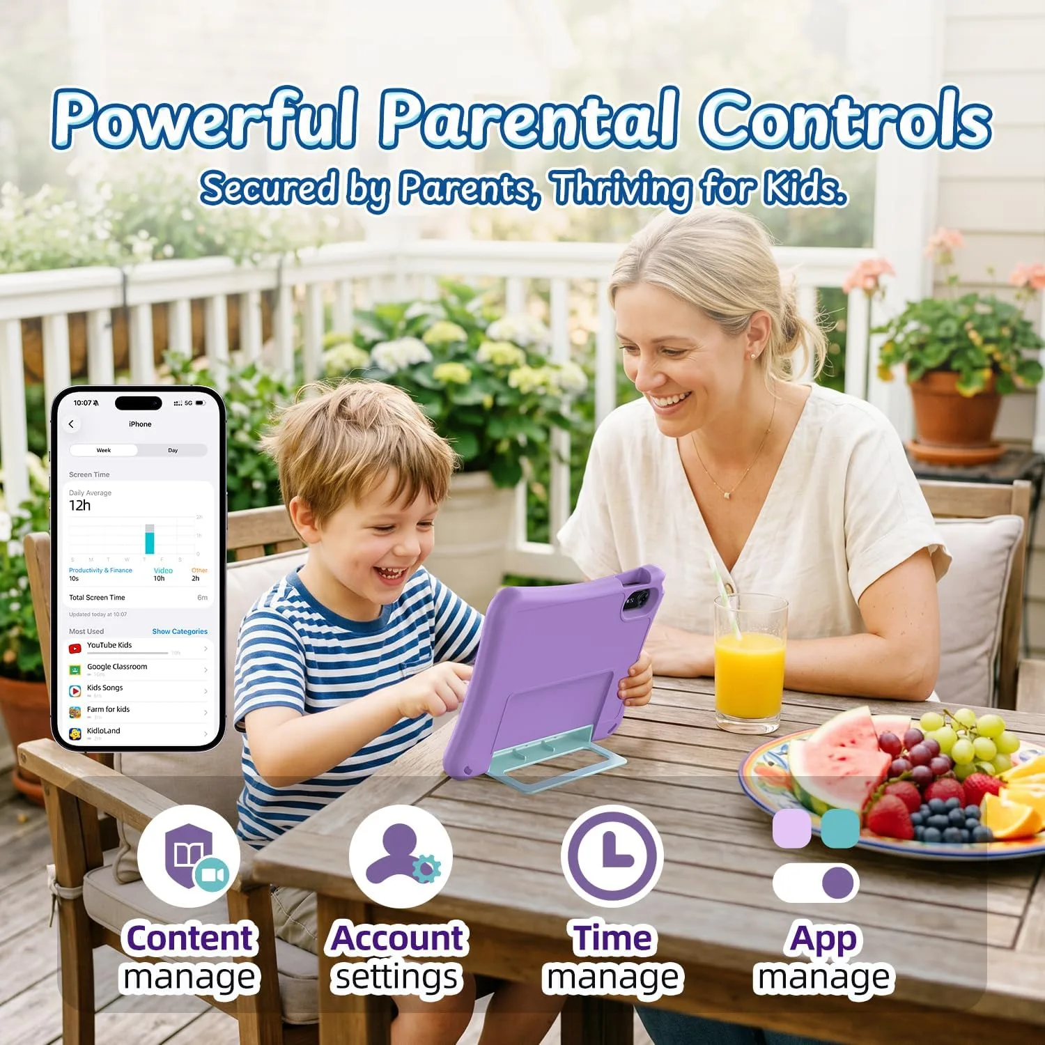 Kids Tablet 10 Inch, Android 16 Tablet with Parental Controls, EVA Case