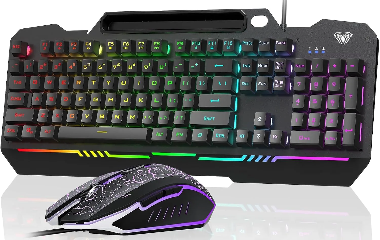 Teclado Gamer Aula T102 con Mouse RGB y Panel Metálico