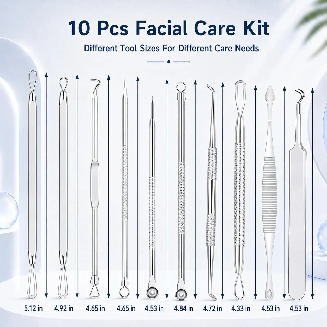MENOLY Pimple Popper Tool Kit 10 Pcs Blackhead Remover Tool Zit Popper for Blemish, Pimple Comedone Extractor Acne Tool for Blackheads, Acnes, Whiteheads Nose Face with Leather Bag