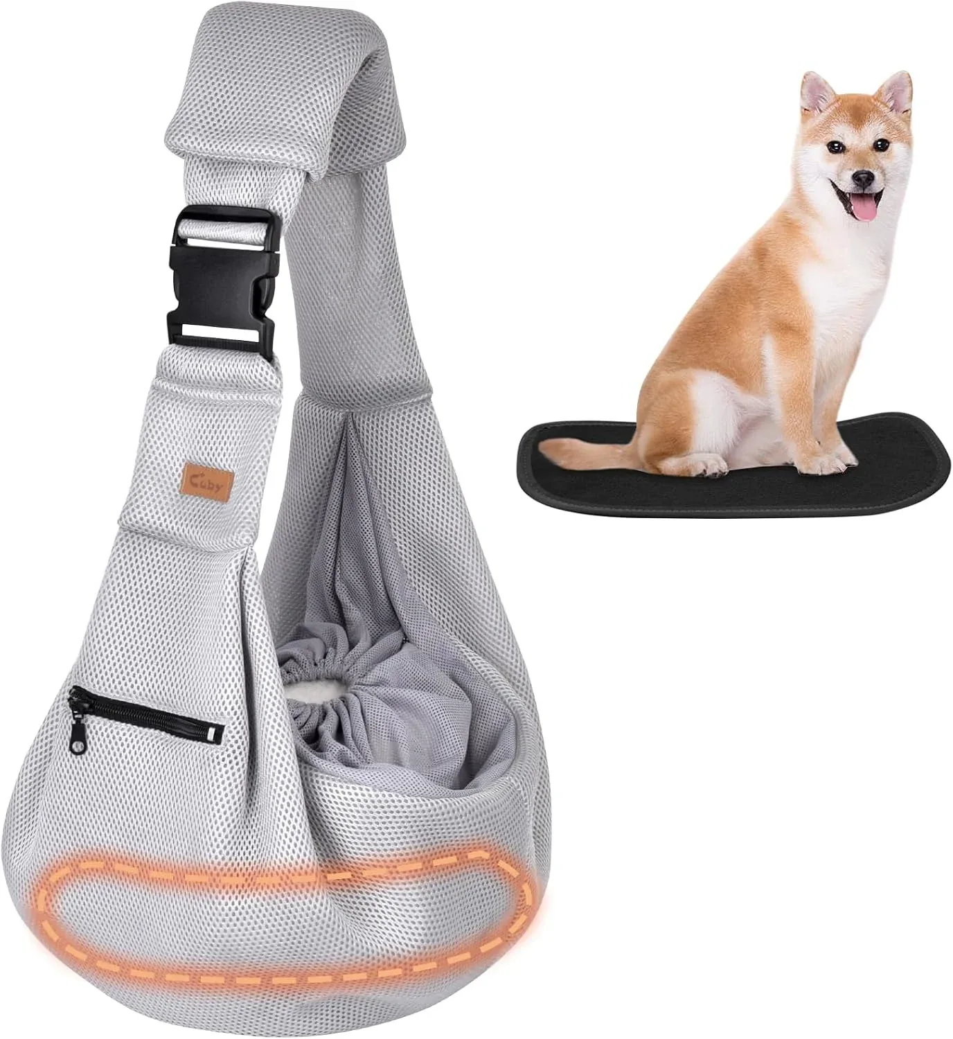 Mochila Portador Cuby para Perros y Gatos Gris Malla Ajustable