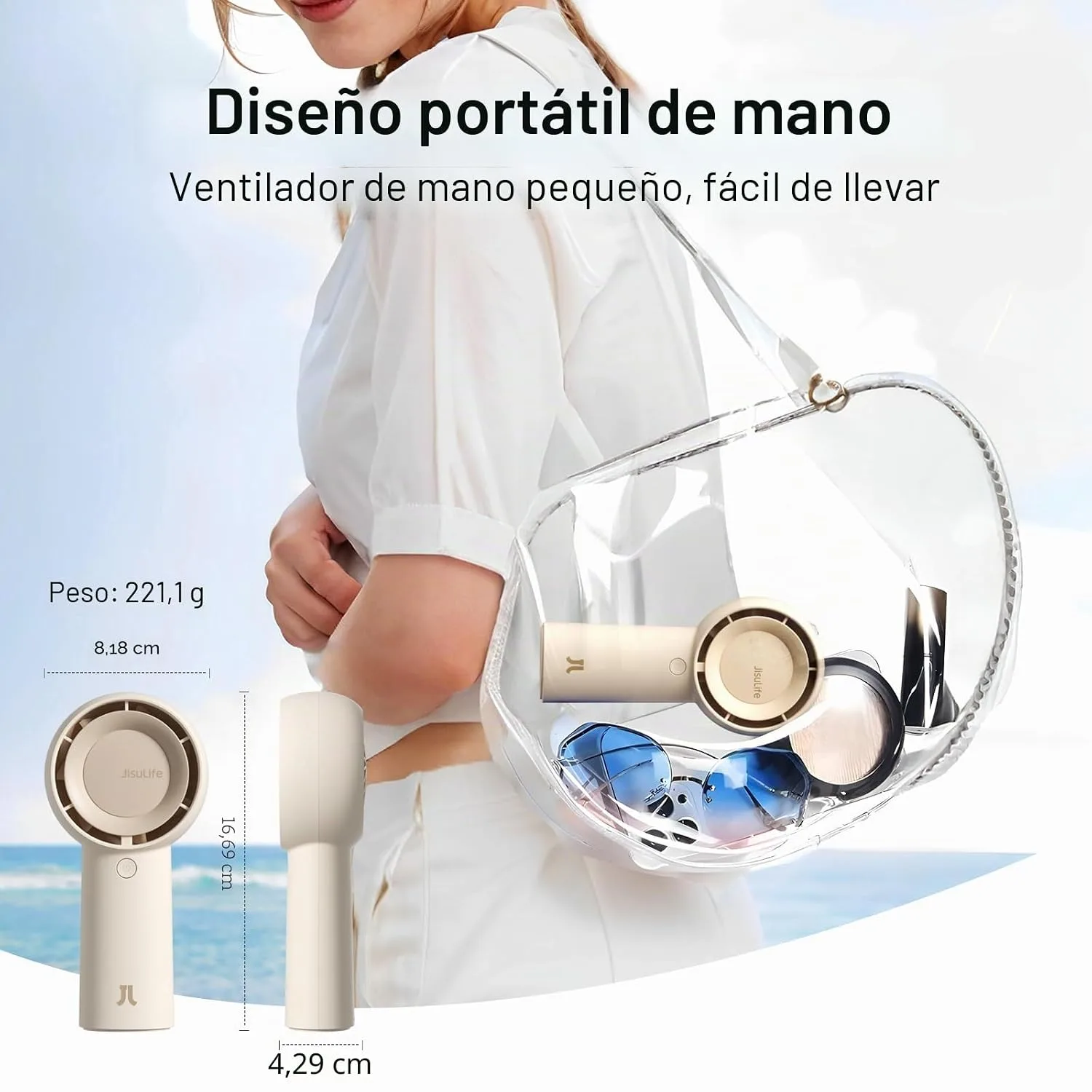 JISULIFE Portable Handheld Turbo Pocket Fan Rechargeable 4000mAh 5-Speed