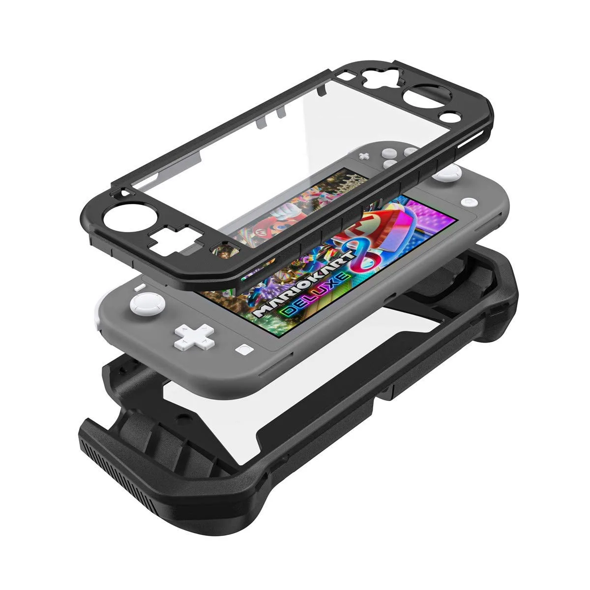 iNOTOGG Compatible with Nintendo Switch Lite Screen Protector Case Cover with Hand Grip, Detachable Protective Case with Shockproof and Anti-Scratch Design for Nintendo Switch Lite, Black