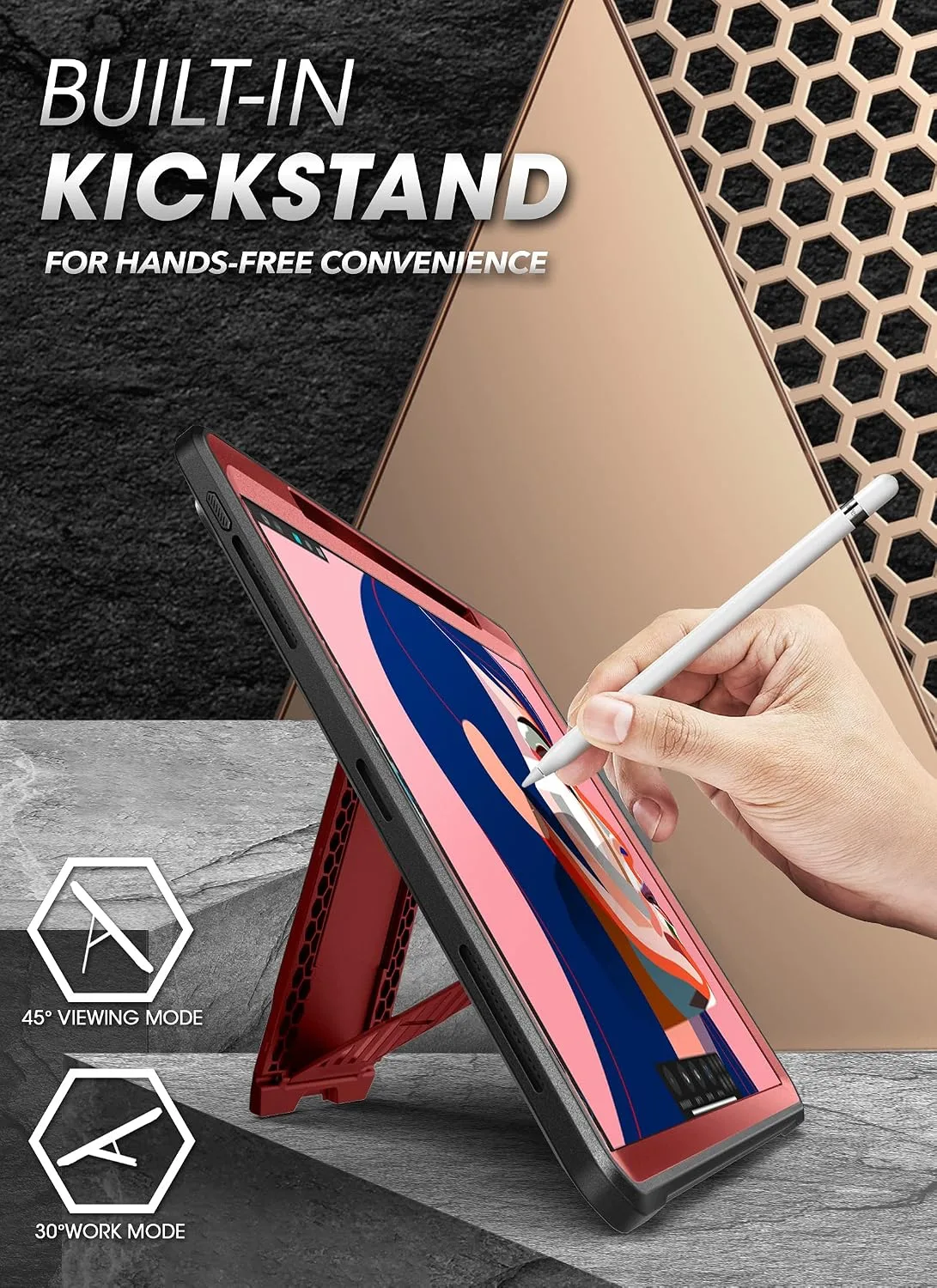 SUPCASE for iPad Pro 12.9 inch Case 2022/2021/2020 with Pencil Holder Ruddy