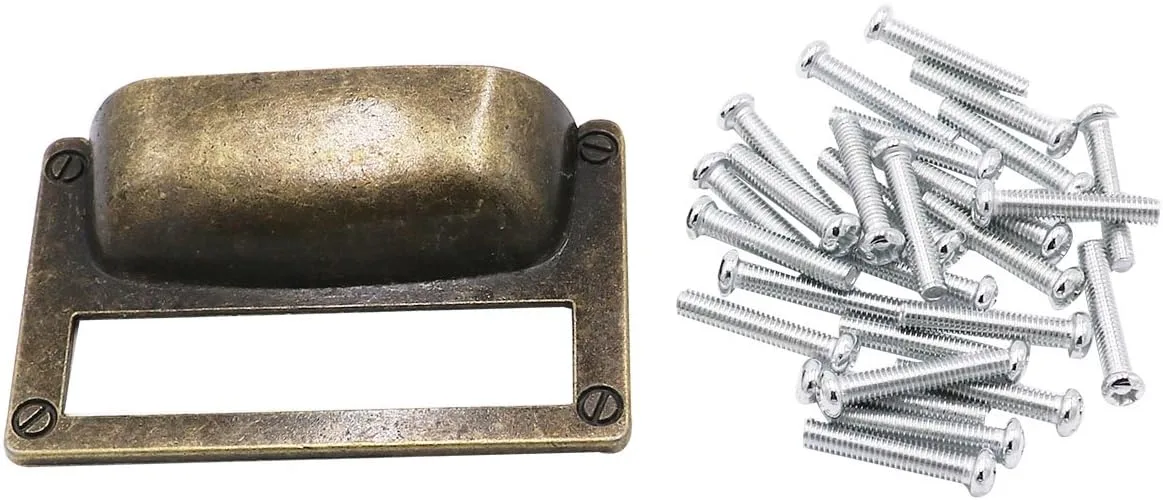 LGEGE 18pcs Bronze Drawer Label Pull Home Cabinet Frame Handle File Name Card Holder Cabinet Frame (Length: 81mm Width: 51mm)