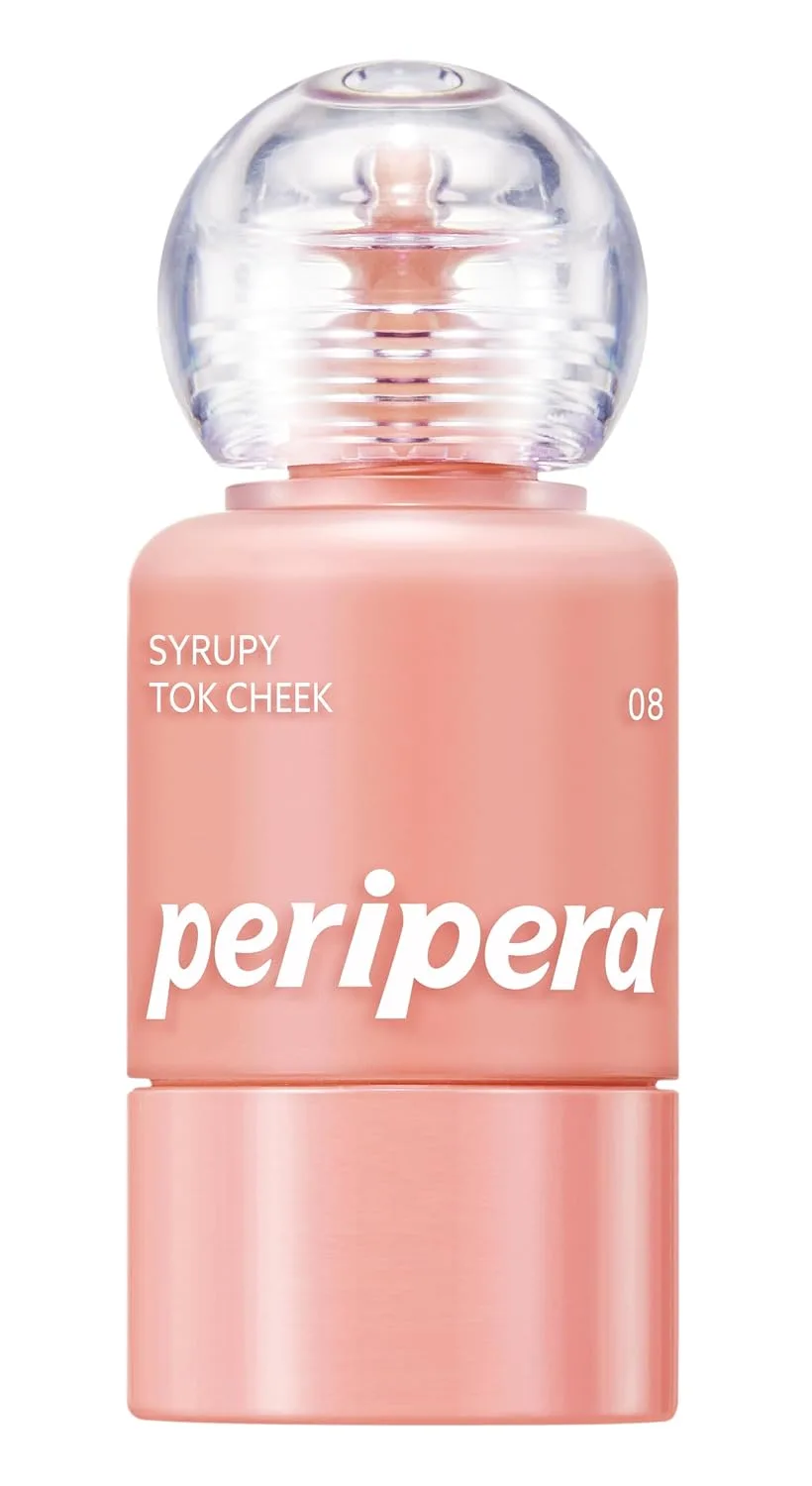 PERIPERA SYRUPY TOK CHEEK Liquid Blush| Dewy Finish with Long-Lasting Hydration, Buildable & Blendable Color, Natural Glow for Cheeks, Safe for Sensitive Skin (08 SYRUP GRAPEFRUIT)