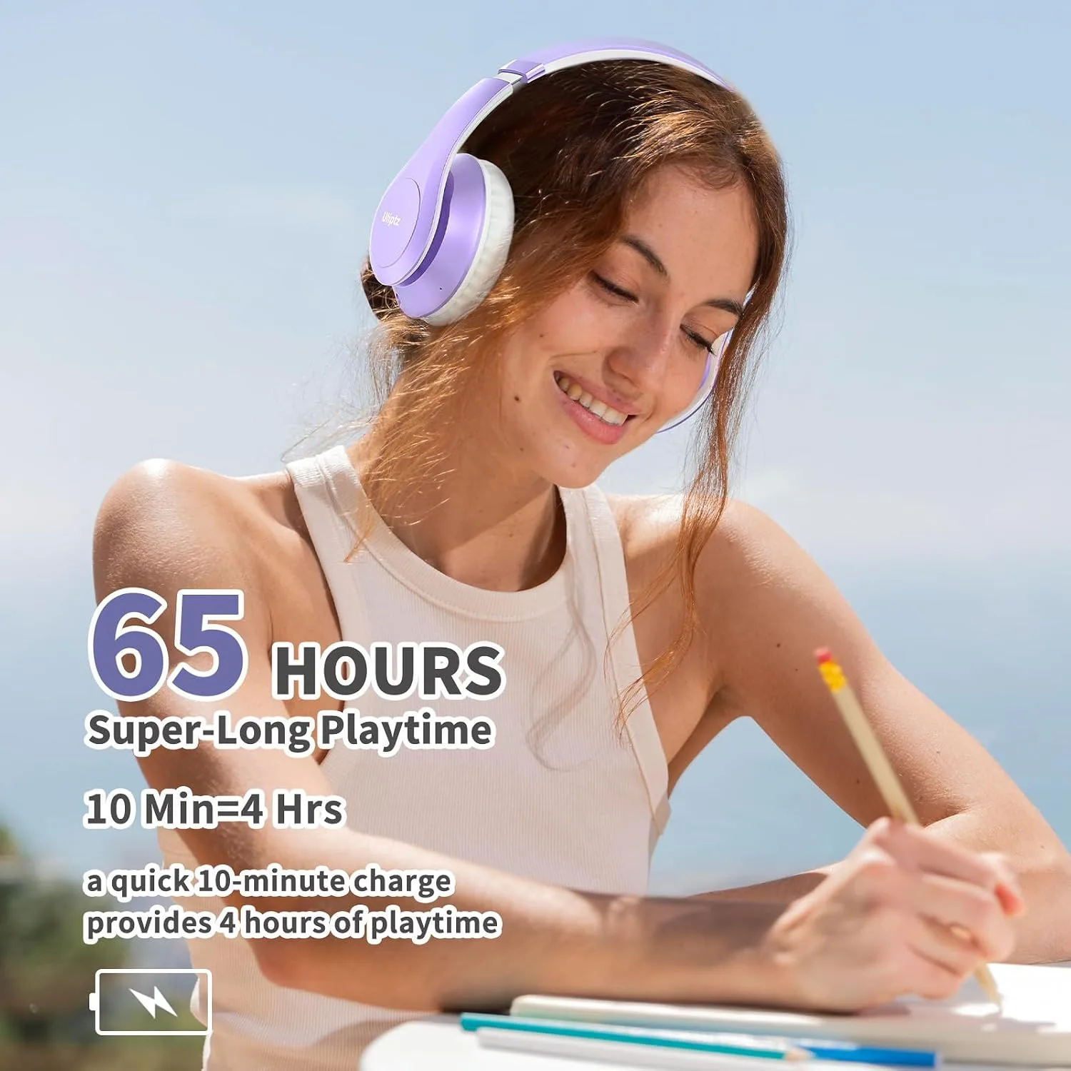 Uliptz Bluetooth Headphones Over Ear, Wireless HiFi Stereo Foldable Headset