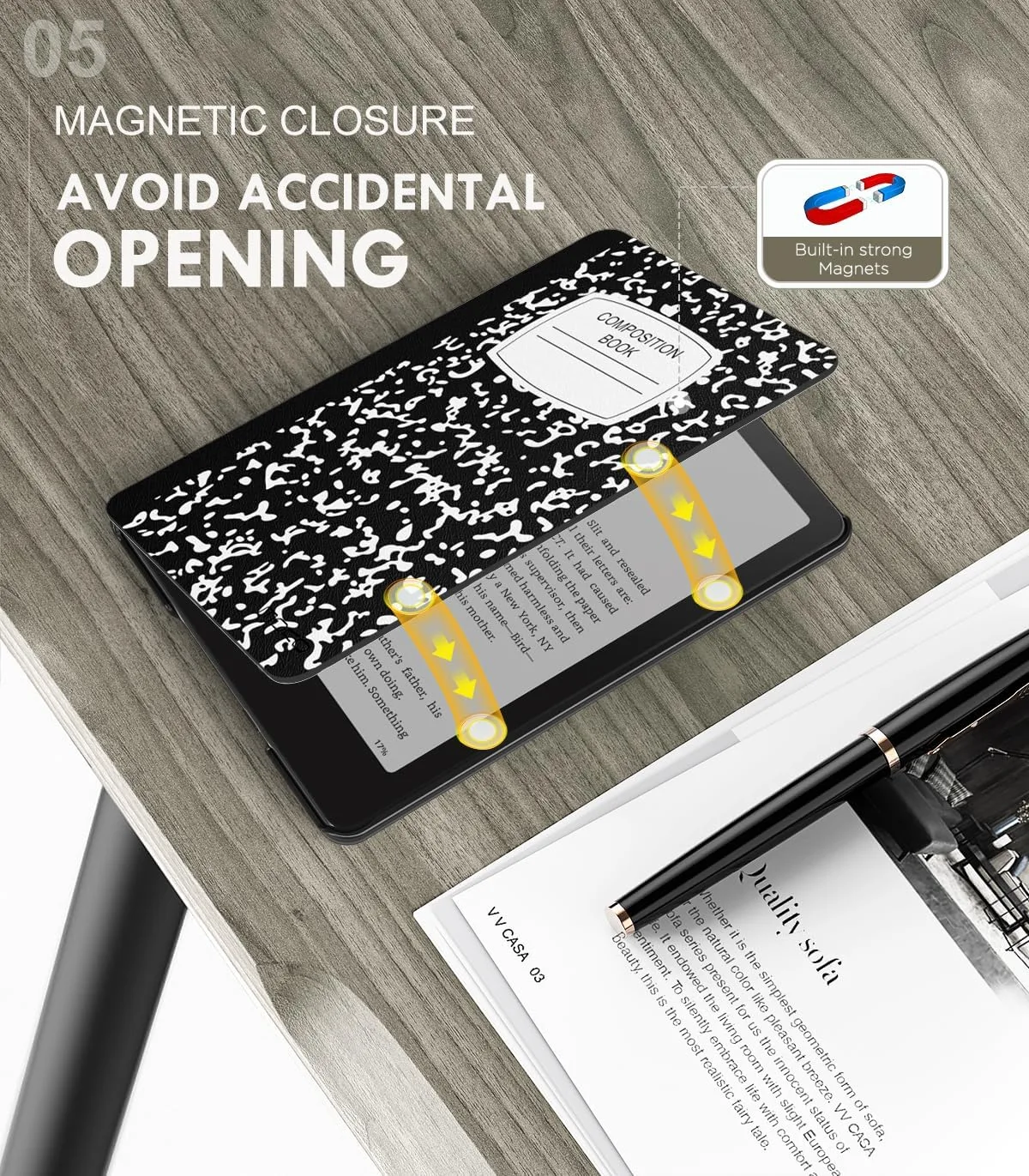 Moko Case for 7" Kindle Paperwhite 12th Gen 2024/Colorsoft, Notebook Black