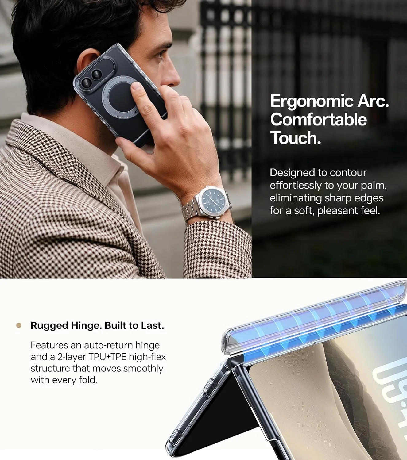 Anti-Yellow for iPhone Duo Case Clear with 360 Magnetic Kickstand