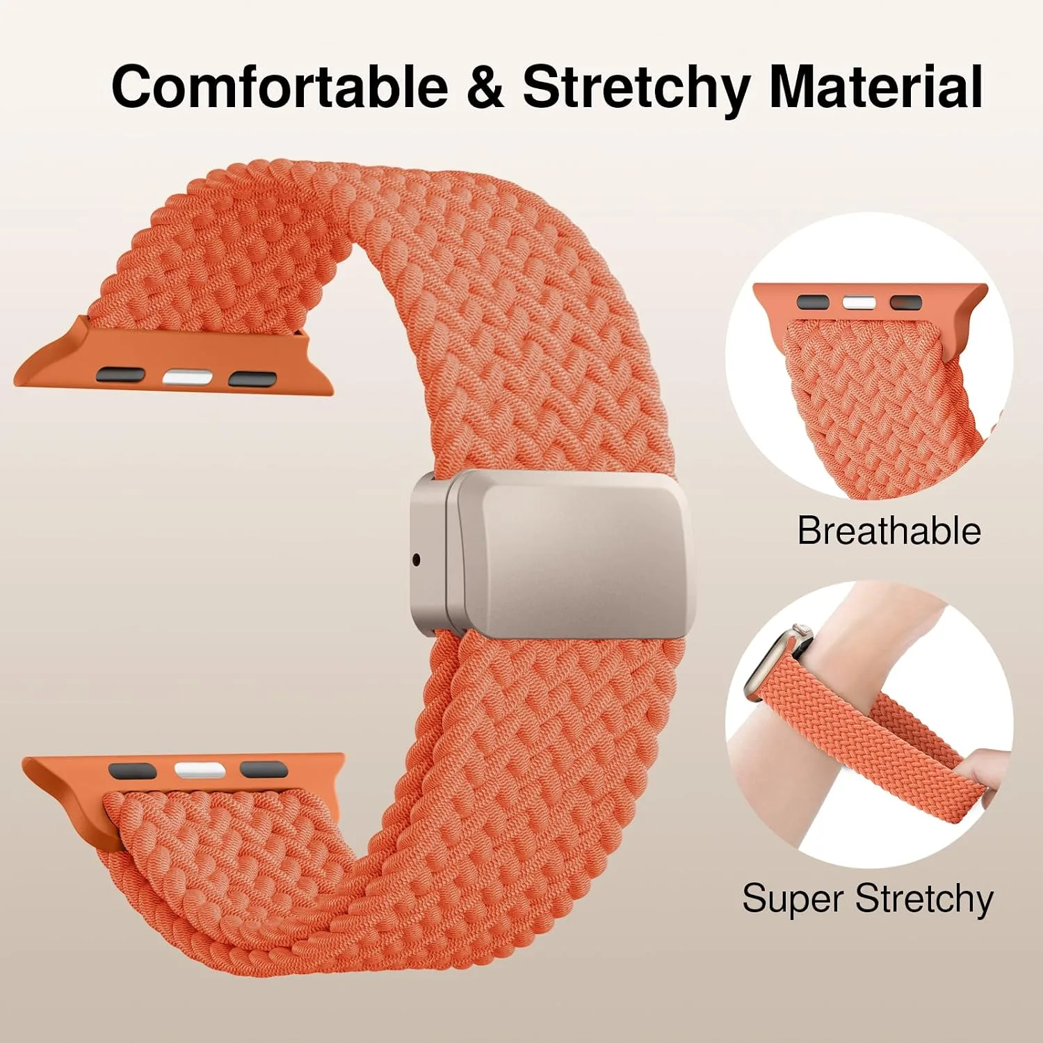 Braided Stretchy Magnetic Sport Band for Apple Watch Bands for Women Men