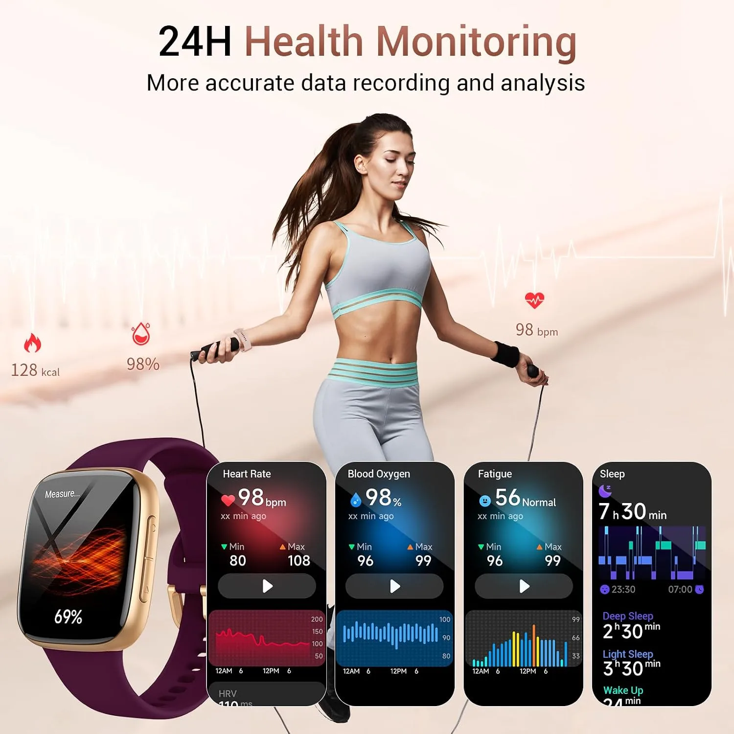 Smart Watch for Women/Men, Answer/Make Call, 1.85" AMOLED Always-On Screen