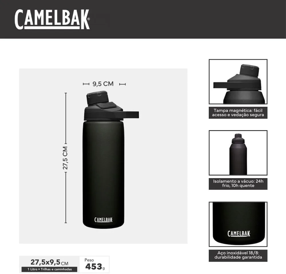 CamelBak Chute Mag Vacuum Insulated Stainless Steel Water Bottle, Magnetic Leak‑Resistant Cap for Everyday Hydration