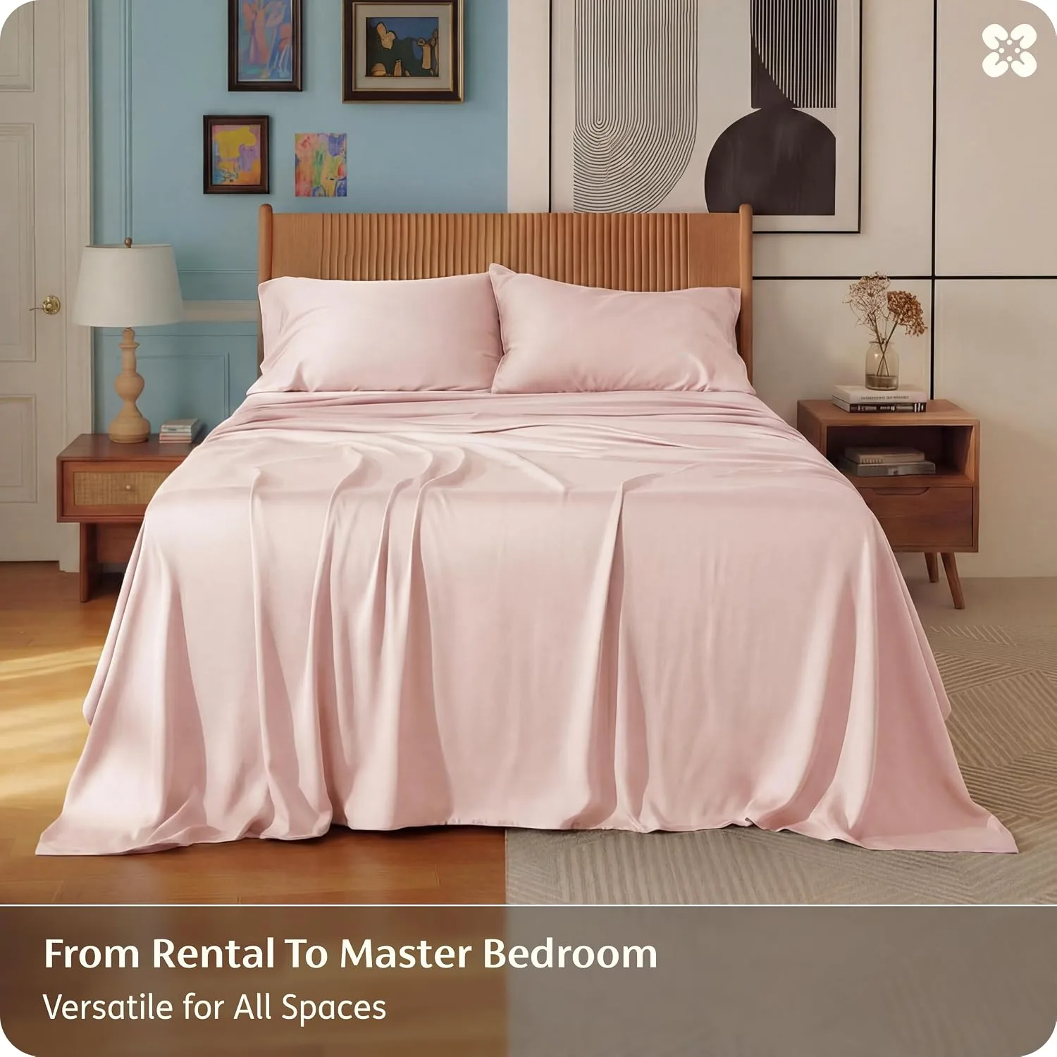 Bedsure PureWoven 100% Rayon Derived from Bamboo, Full Size Sheets, 4 PCS
