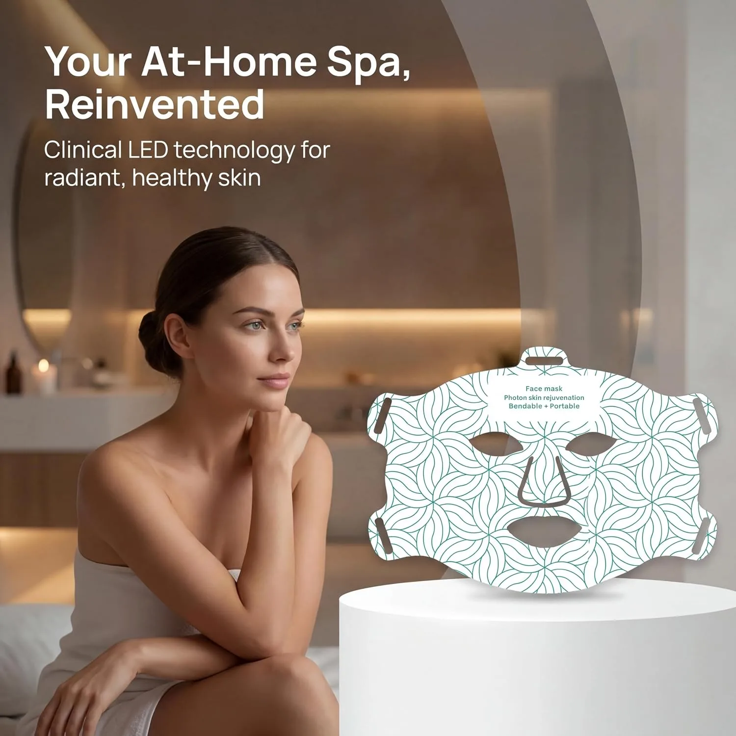 FDA Cleared LED Light Therapy Mask for Face - Infrared Red Light Therapy for Skin - Red Light Therapy for Face - 460nm Blue, 590nm Yellow, 630nm Red, 850nm NIR, 40mw/cm Irradiance