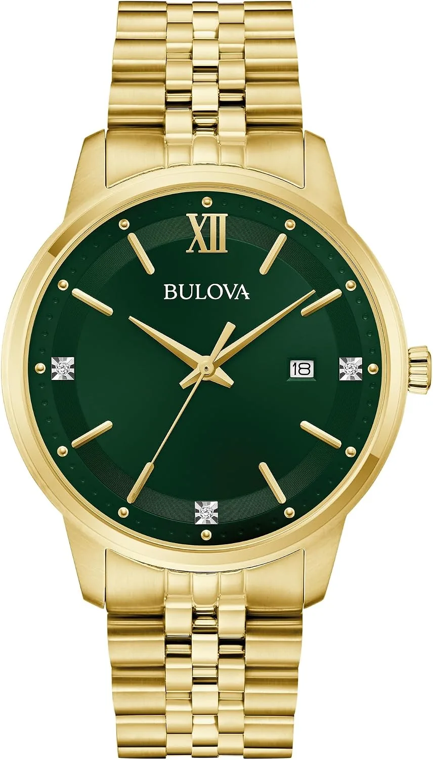 Reloj de pulsera Bulova Classic Diamond para hombre, cuarzo, 41mm, pulsera acero inoxidable