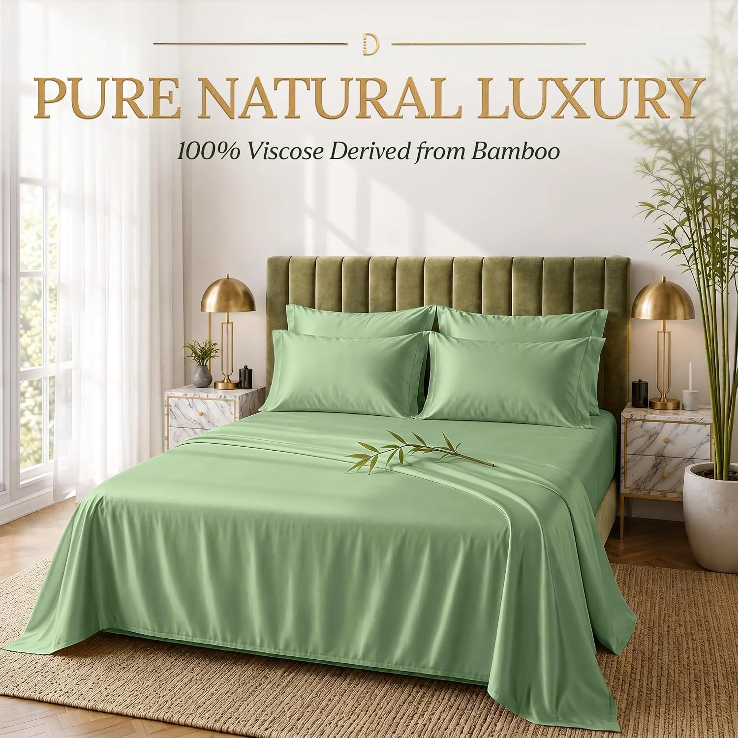 DECOLURE 100% Viscose from Bamboo Sheets King Size | 6 Pc Cooling Bed Set