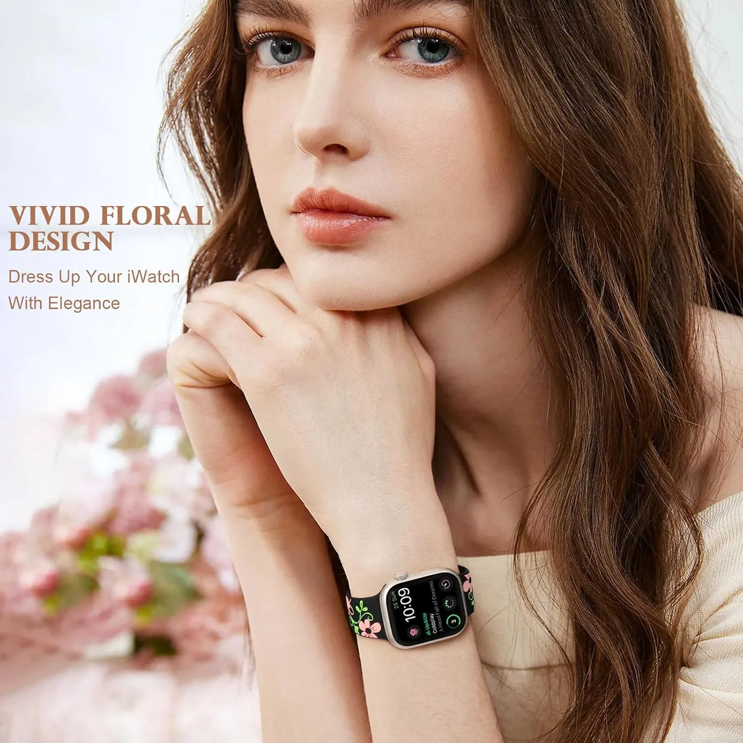 Witzon Floral Silicone Band Compatible with Apple Watch Bands For Women