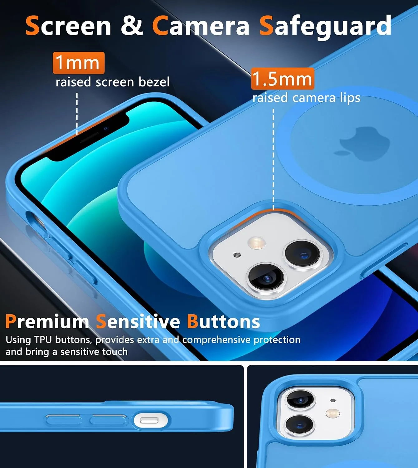 FNTCASE for iPhone 12 / iPhone 12 Pro Case Fit for MagSafe Ice Blue