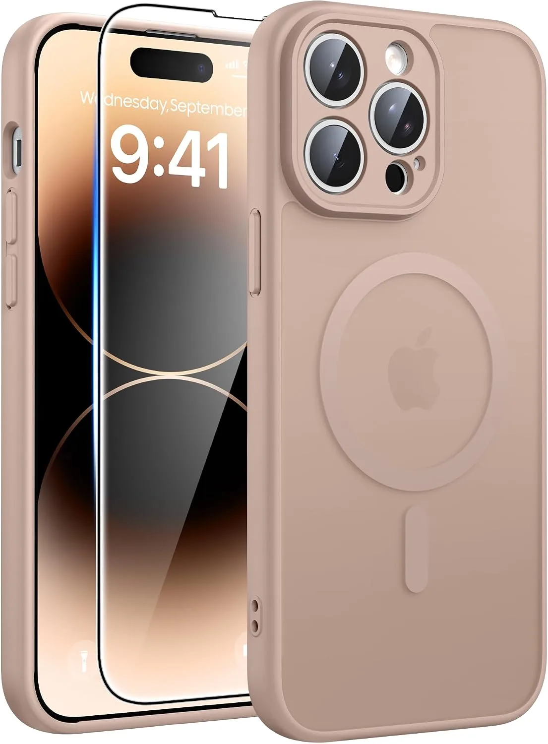 Carcasa para iPhone 14 Pro Max Fntcase con protector de pantalla de vidrio