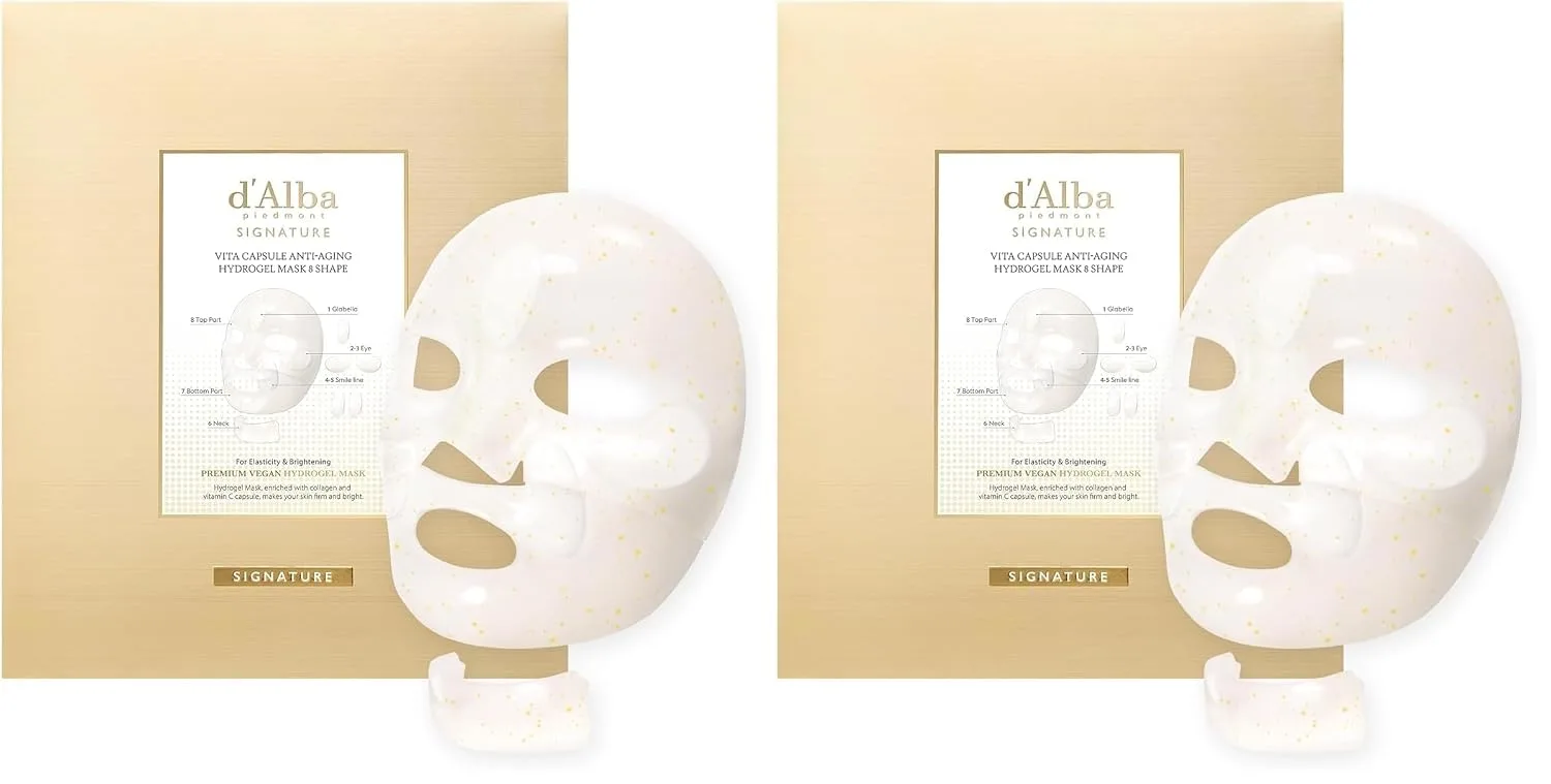 d'alba Piedmont Signature Vita Capsule Hydrogel Mask 8-Shape 1BOX (4 Sheets) (Pack of 2)