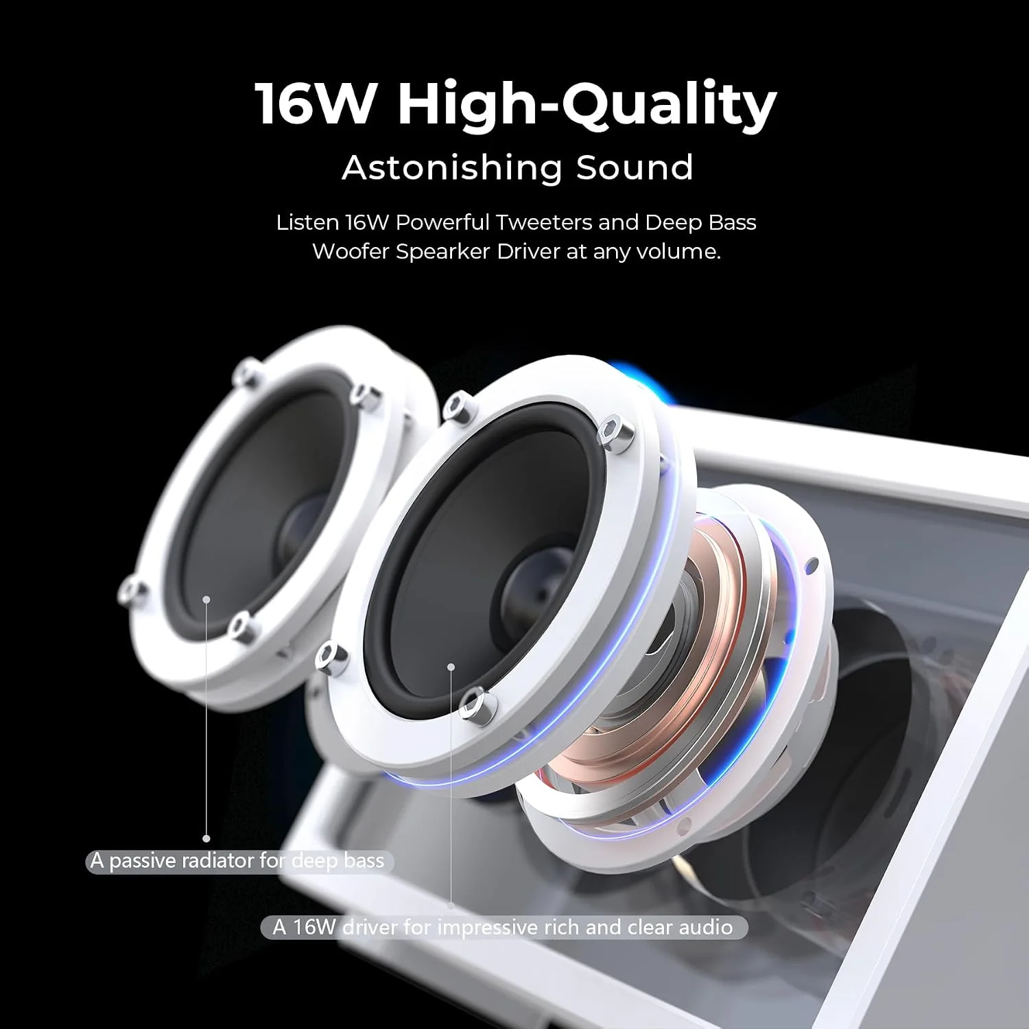 JAYINE Cassette Portable Bluetooth Speaker, 16W Minimalist Speakers Bluetooth Wireless Loud, HD Powerful Sound and Wide Compatibility V5.3 for Indoor Outdoor - White