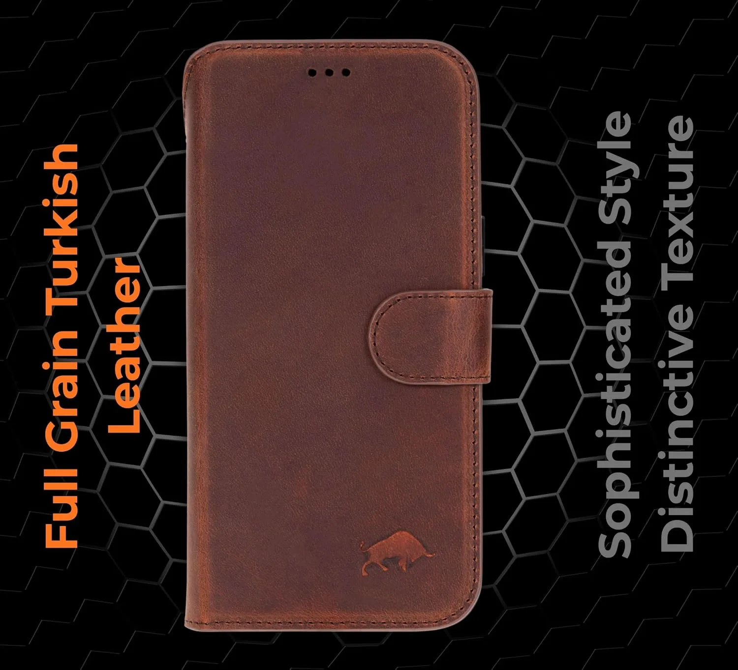 VENOULT Wallet Case for iPhone 17 Pro MAX, Full Grain Genuine Turkish Leather, Magnetic Detachable, RFID 4 Card Slots, Business Style, Compatible with MagSafe, Handmade (Vintage)