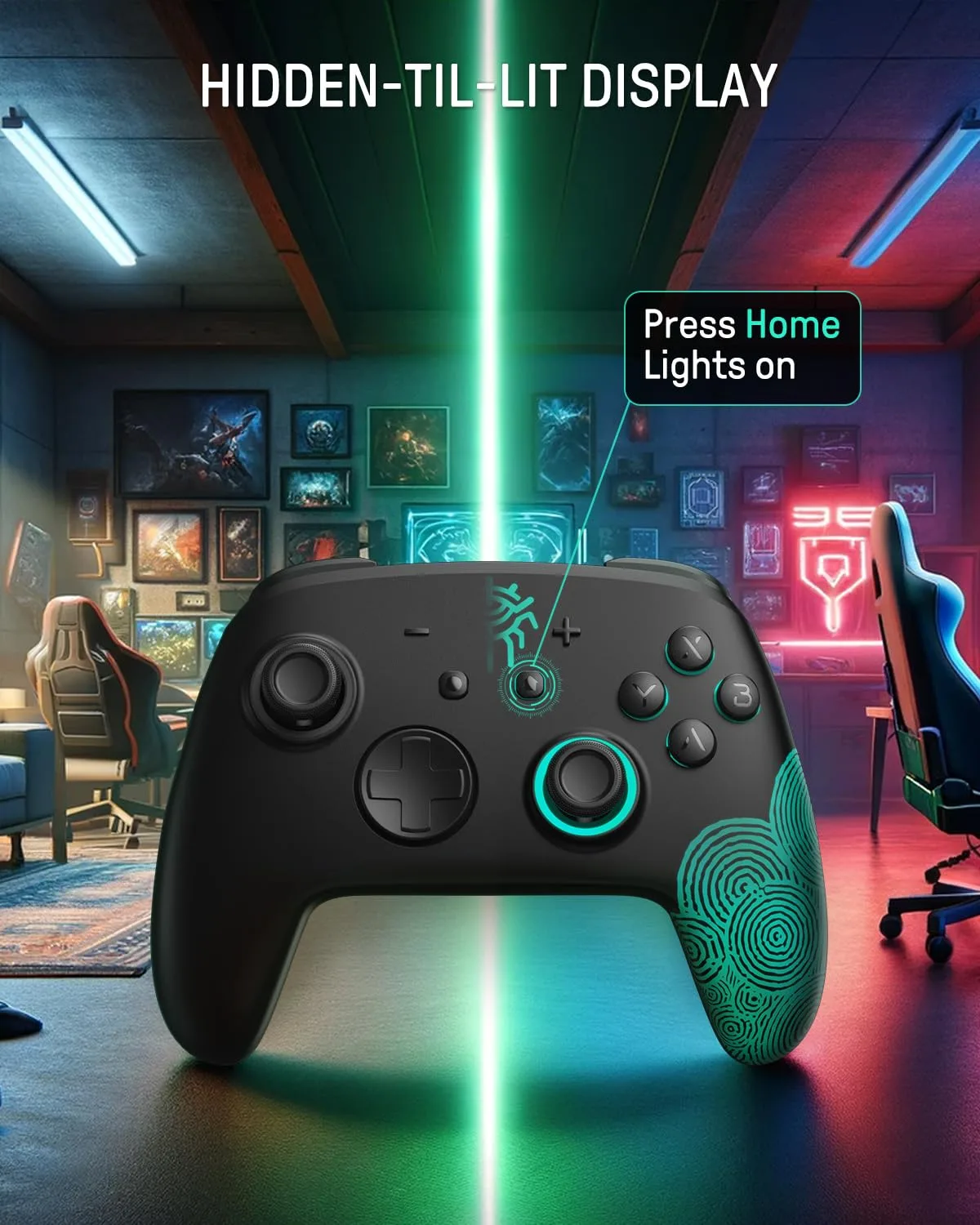 Switch 2 Pro Controller Hall Effect for Switch OLED/2, Wireless Switch Remote with NFC, Firefly Bluetooth Hidden Glow RGB Gamepad with Wake Up,Turbo,Macro Back Buttons,Gyro,Motion & Vibration Control