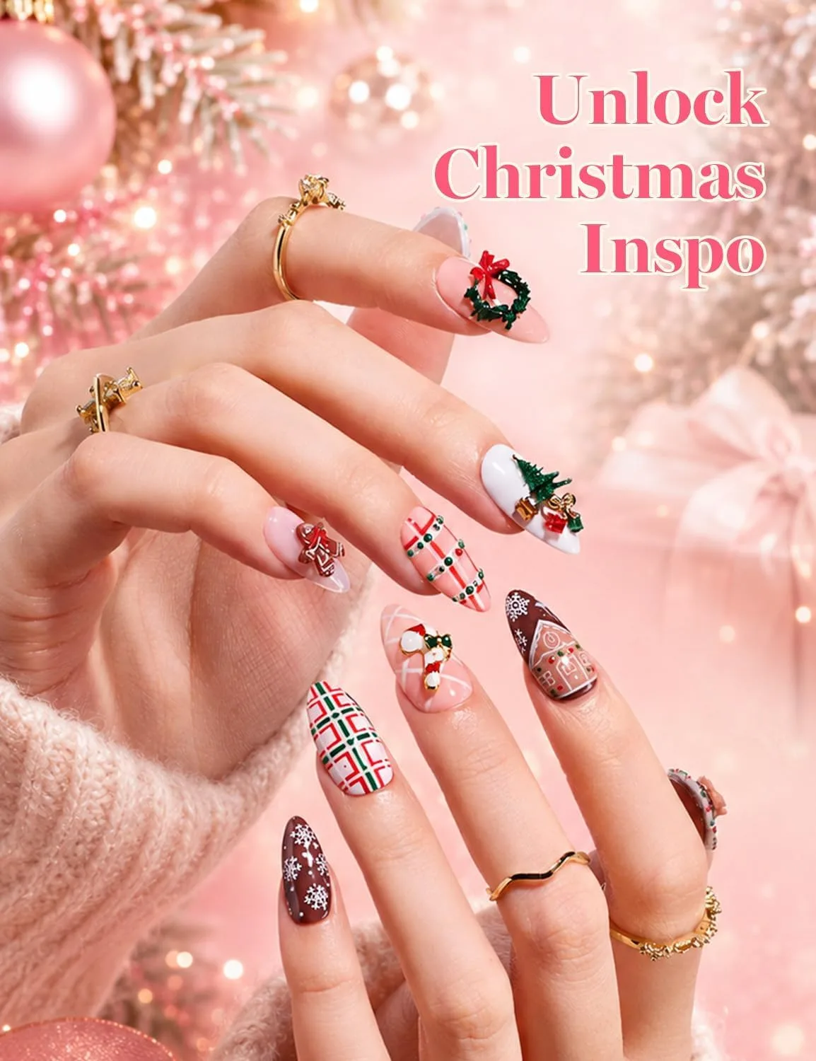 Beetles 3D Gel Nail Art Clear White Frosted Noël Christmas Miracle Express