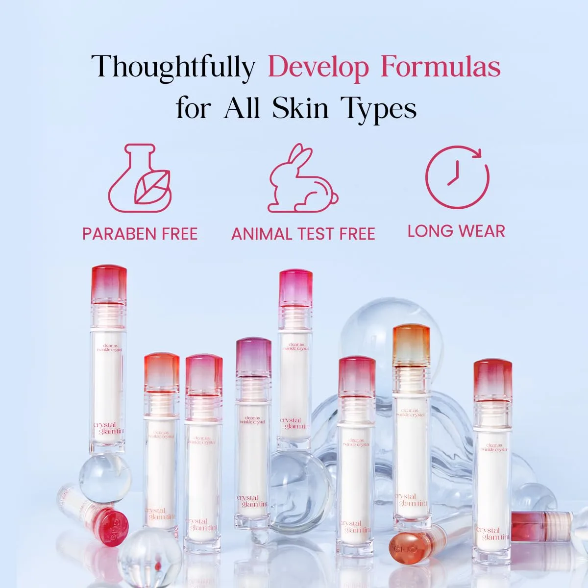 CLIO Crystal Glam Tint, Glossy Lip Tint with Glass-Like Shine, Lightweight Buildable Lip Stain, Long-Lasting Pigmented Color, Non-Sticky, Korean Lip Tint, Safe for Sensitive Lips (006 DAILY MAUVE)