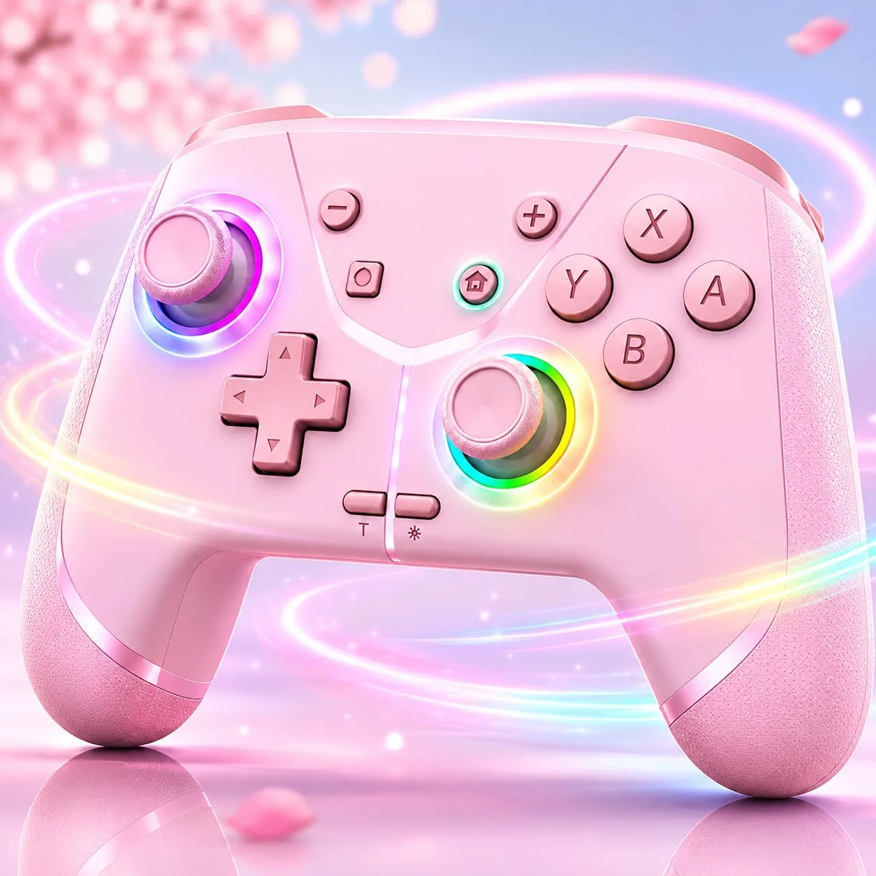 Switch Controller, Wireless Pro Controller for Nintendo Switch 2/Switch/Lite/OLED, Bluetooth controllers Compatible with iPhone/Mac/iPad/iOS/Android/Phone/PC/Steam and TV with Programming/RGB4/Vibration / 3 Turbo Modes/6-Axis/Motion (Pink)