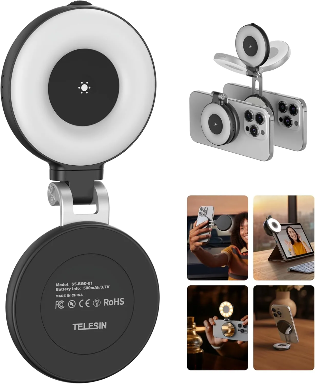 TELESIN C03 Strong Magnetic Phone Selfie Light for iPhone Magsafe