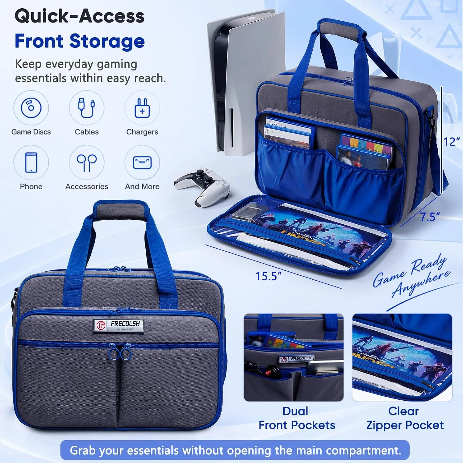 FRECOLSH Carrying Case Compatible with PS5, PS5Pro & PS5 Slim, Travel Bag