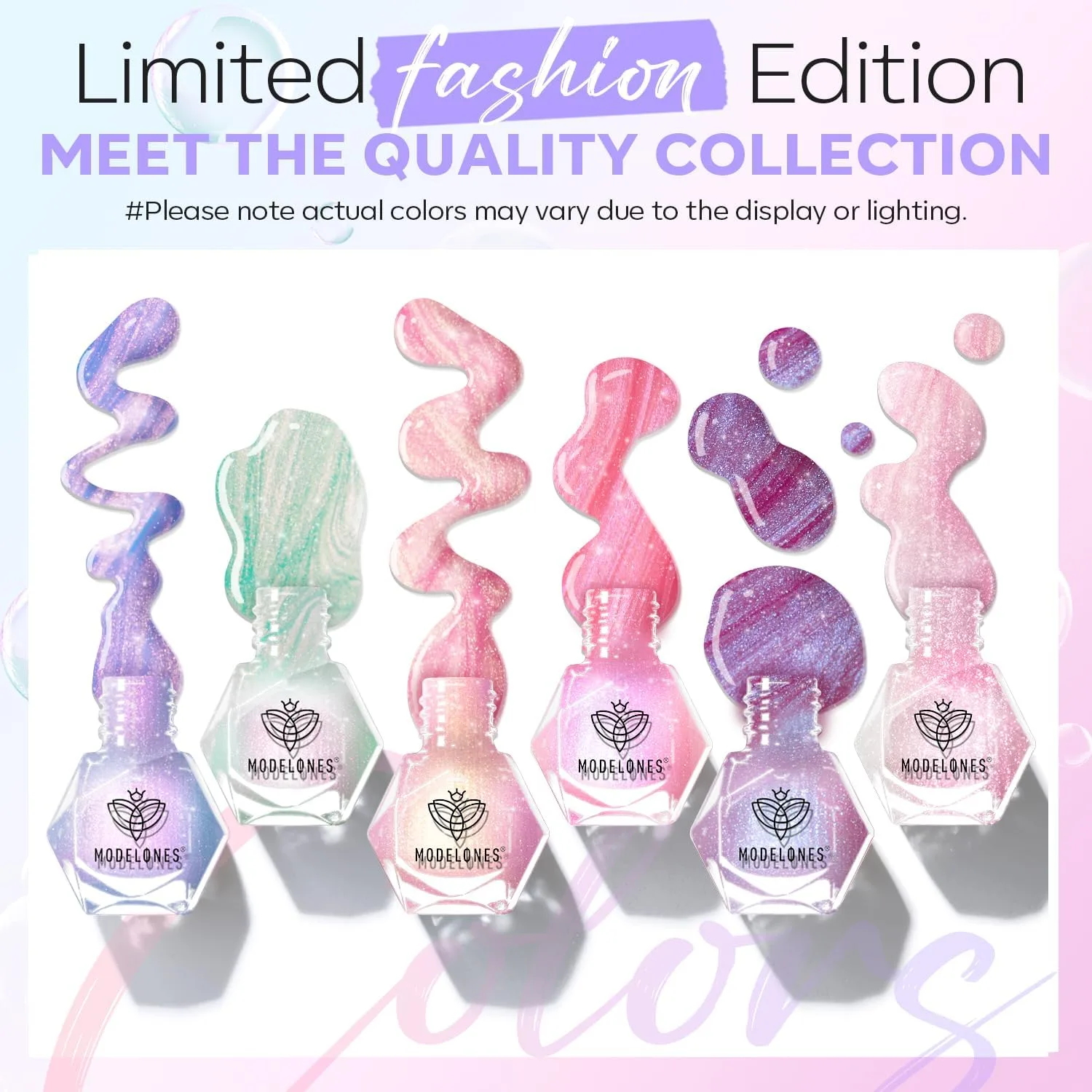 modelones Pearl Nail Polish, 6 Colors Aurora Iridescent Shimmer