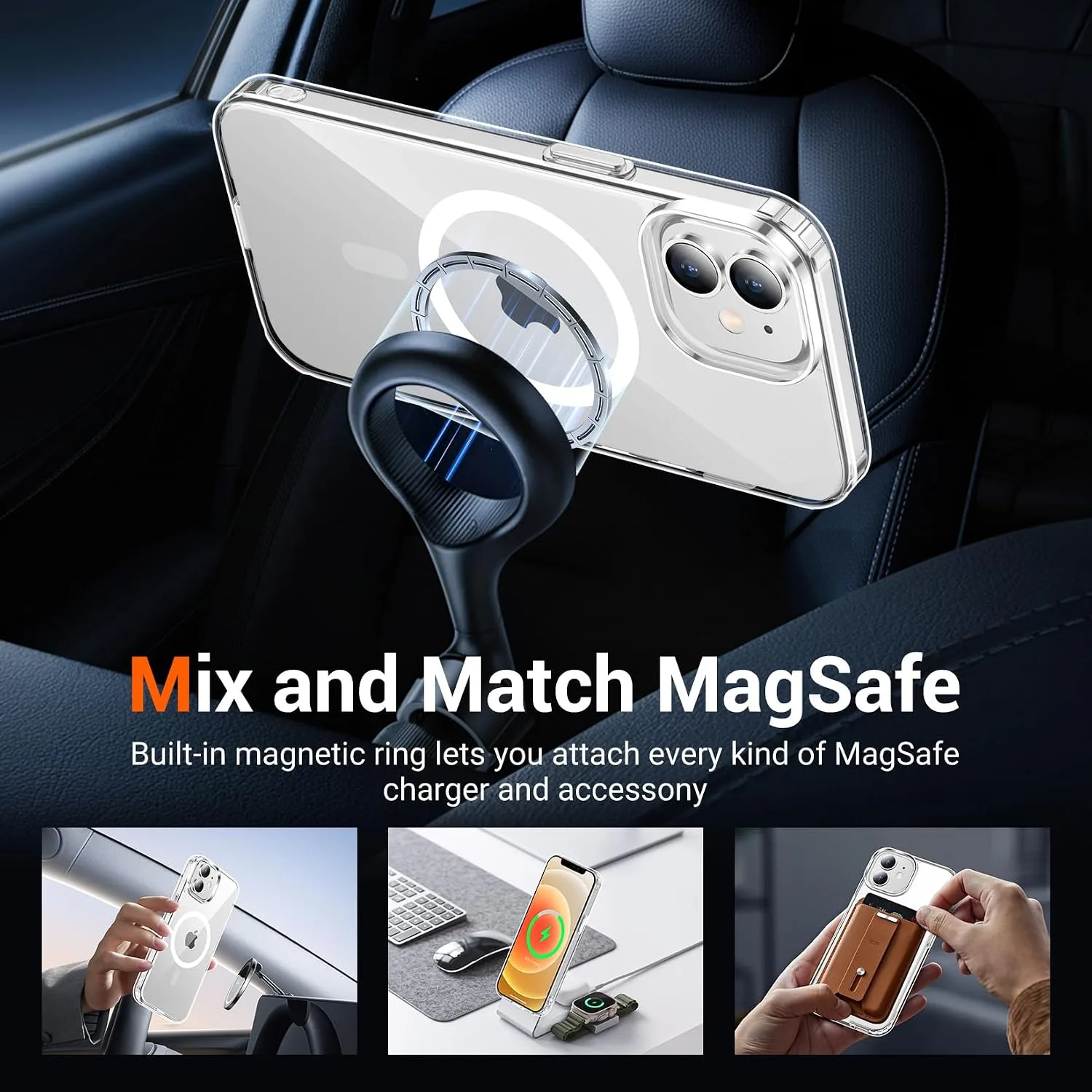 Temdan for iPhone 13/12 MINI Case with Screen Protector Clear