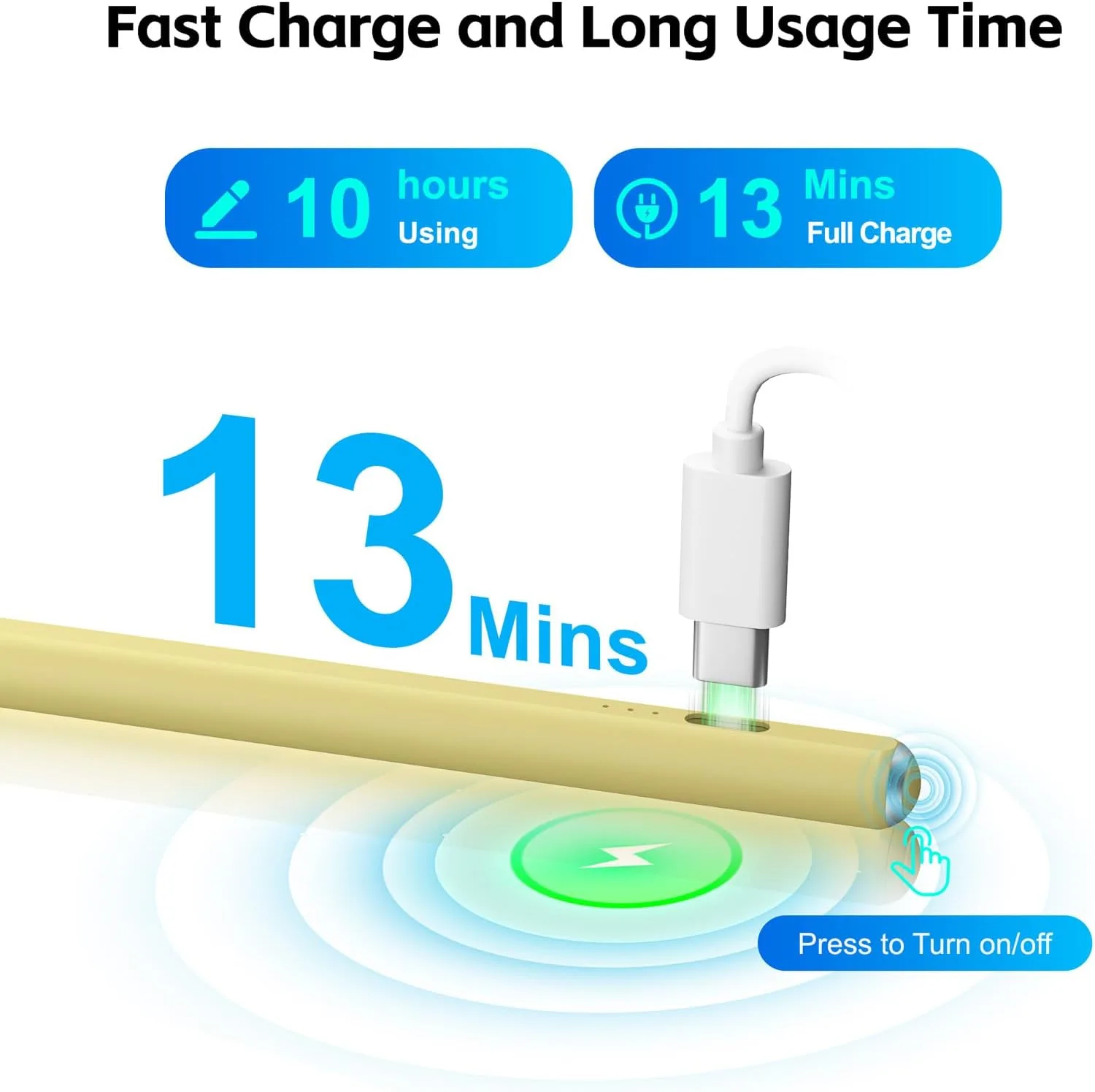 Stylus Pen for iPad 2026-2018 with 13mins Fast Charge,Tilt Sensitivity