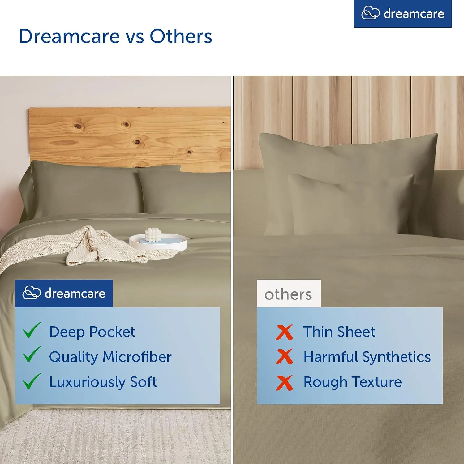 DREAMCARE Queen Sheets - 6 pcs Breathable Cooling Sheets Queen - up to 15"