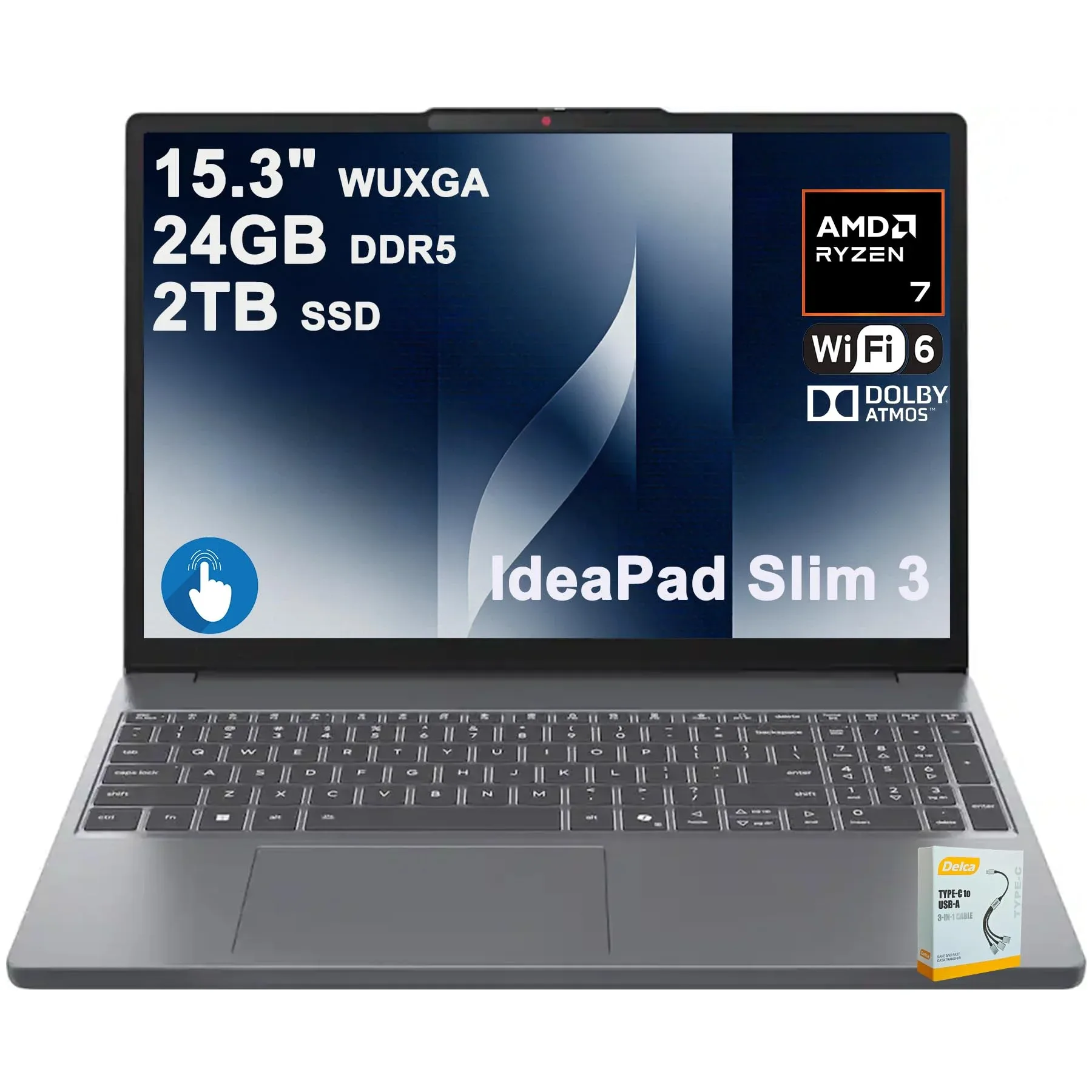 Laptop Lenovo IdeaPad Slim 3 15.3" AMD Ryzen 7 24GB DDR5 2TB SSD