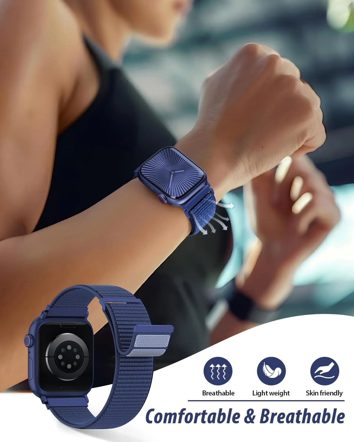 Nylon Loop Sport Band Compatible with Apple Watch Bands 38mm 40mm 41mm 42mm for Women Men, iWatch Wrist Straps for Se, Series 12 11 10 9 8 7, Breathable, Soft Band Ideal for Outdoor