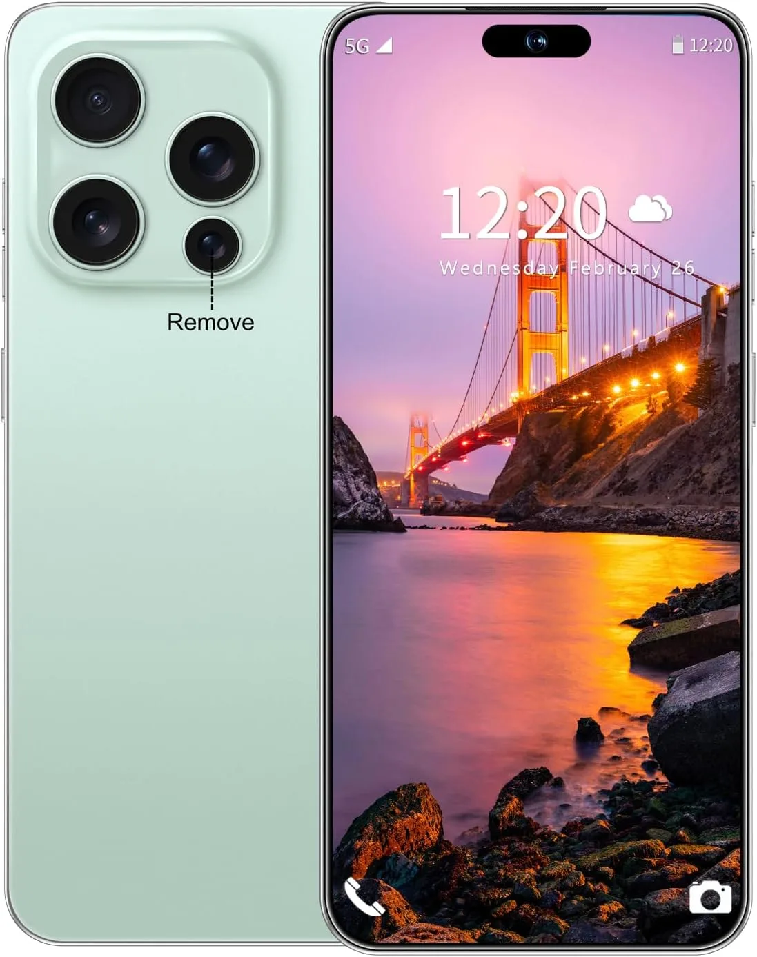 Huness I16 PM 16+1TB Smartphone Unlocked Cell Phone,6.99" HD Screen Unlocked Phones,Battery 7000mAh Android 14,Face ID/Fingerprint Button unlock/Photos/5G/Dual SIM/GPS (Green)