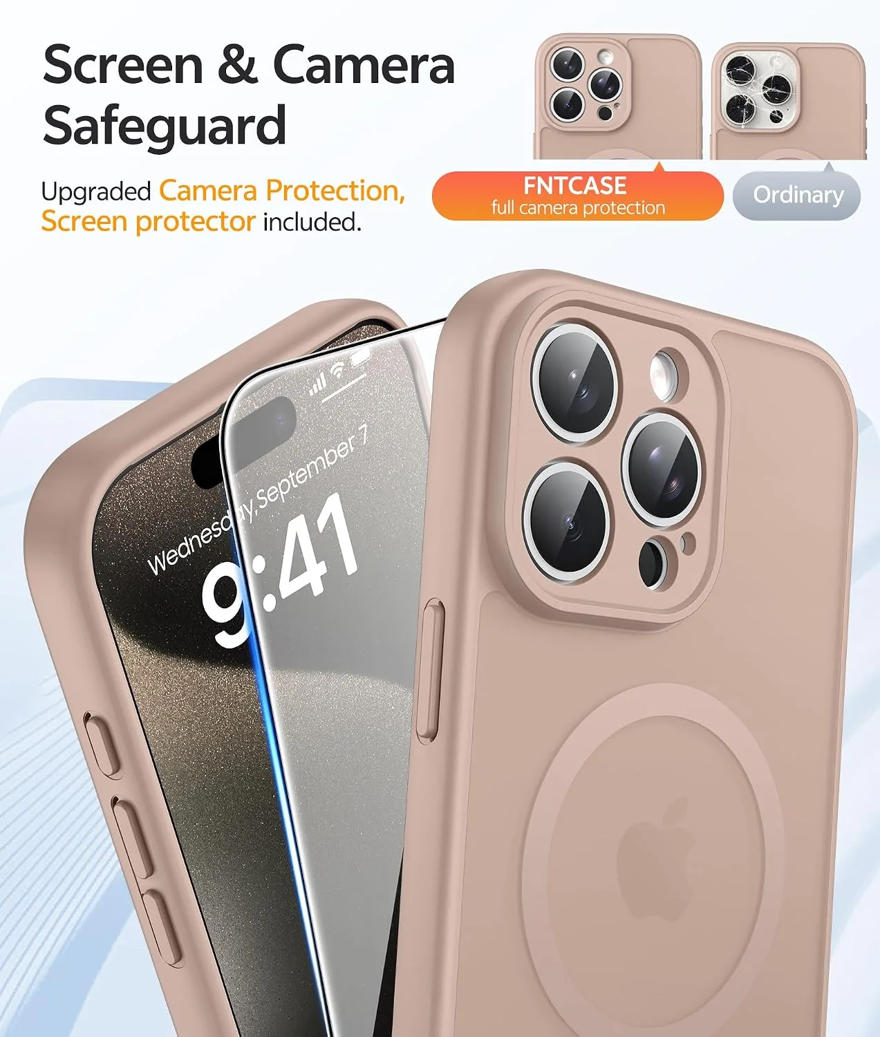 FNTCASE for iPhone 15 Pro Max Case, Fit for Magsafe, Desert Gold