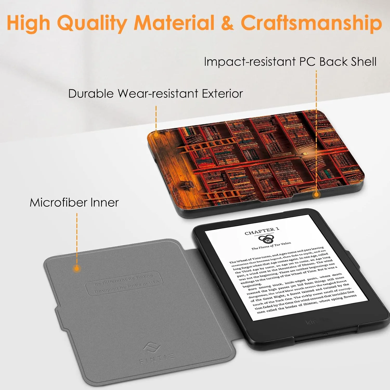Fintie Slimshell Case for 6" Kindle 2024/2022 11th Generation, Library