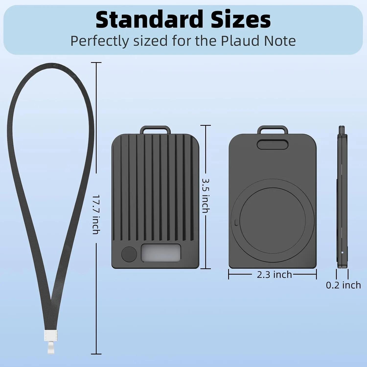 Magnetic PC Card Holder for Plaud Note & Note Pro (2025) with Detachable Lanyard, with Carabiner & Opening Tool, Ideal for Work, Office, Travel (Black)